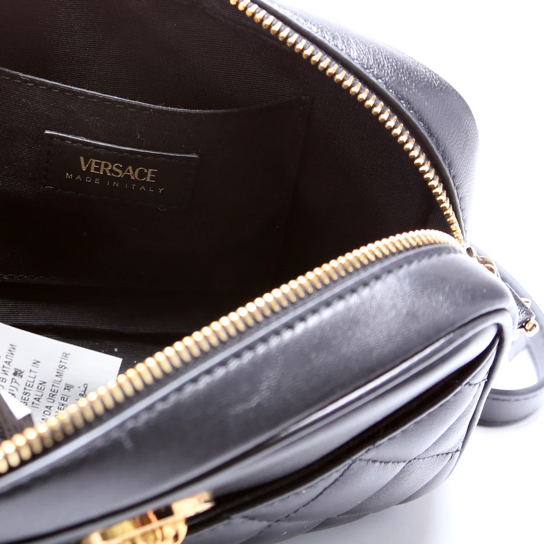 La Medusa Quilted Leather Small Camera Bag Black - Image 8