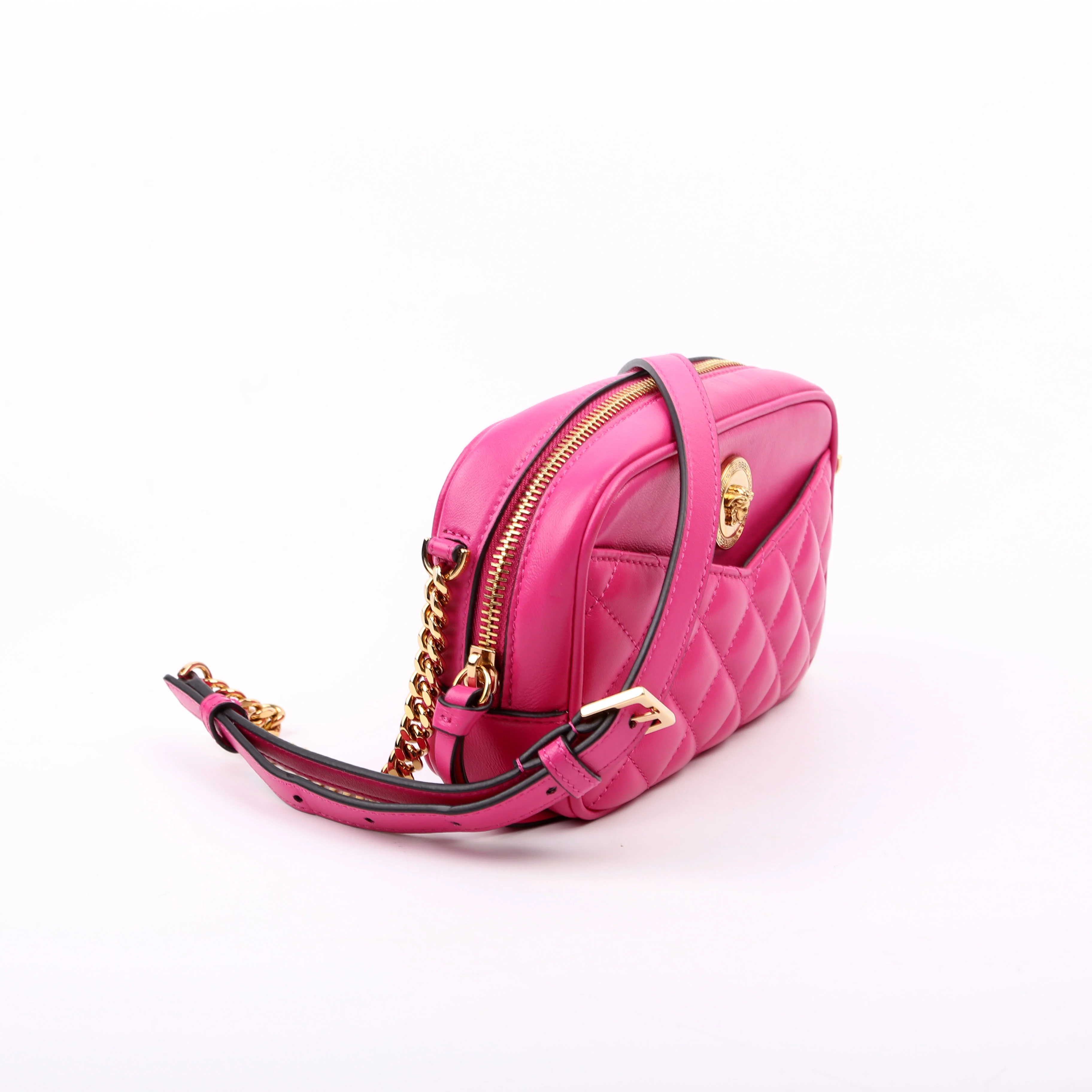 La Medusa Quilted Leather Small Camera Bag Pink - Image 2