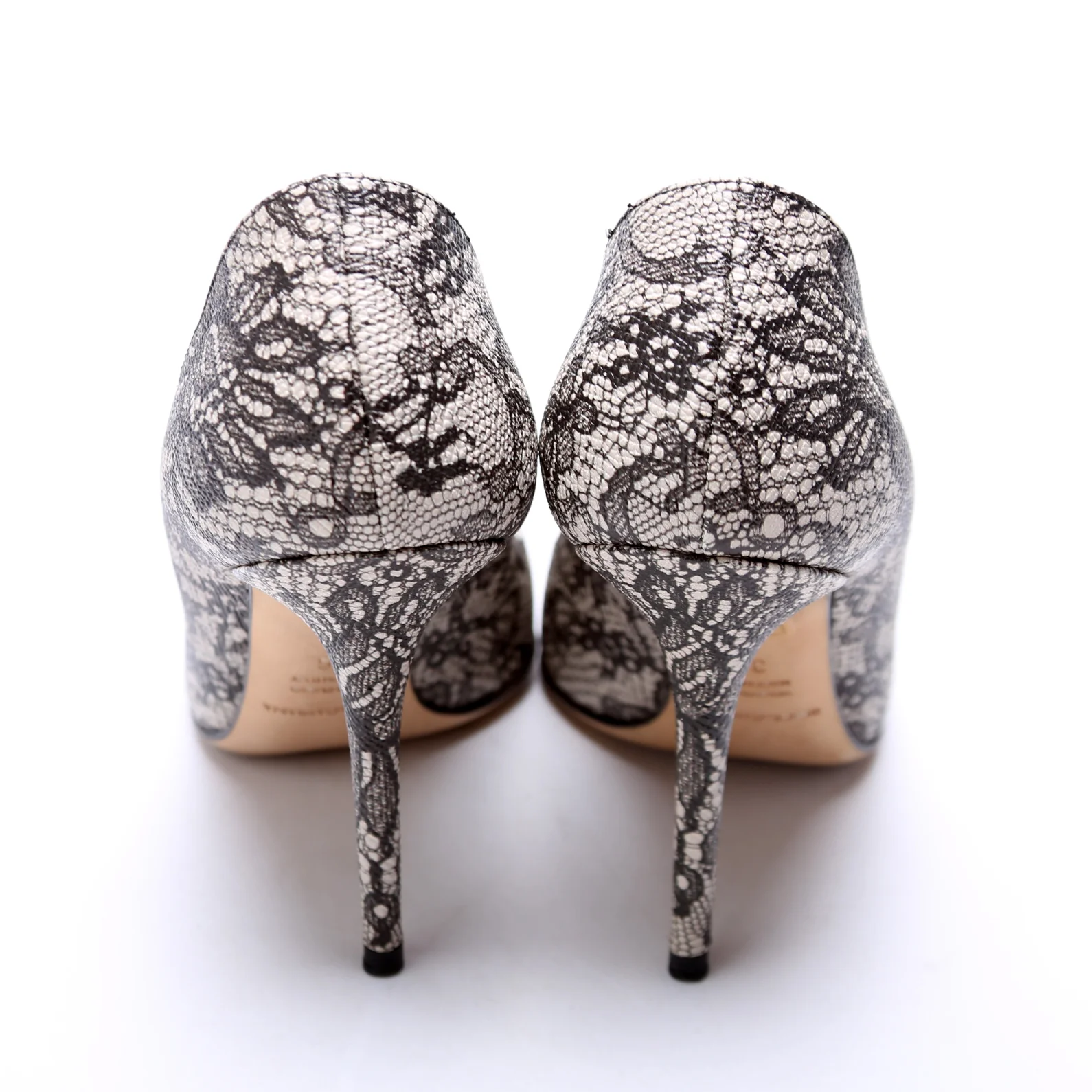 Lace Print Pointed Toe Pumps Size 36 - Image 4