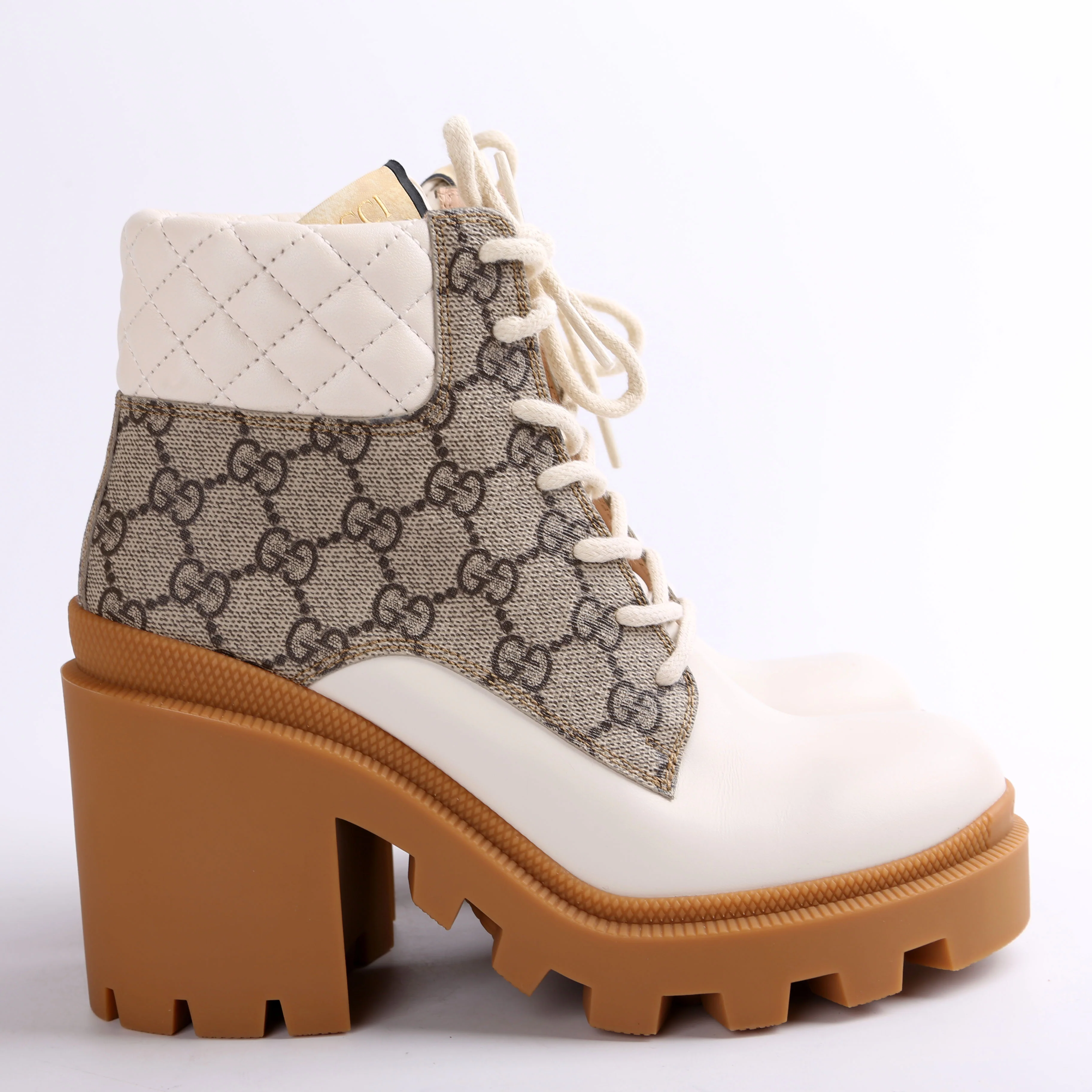 Lace Up GG Supreme Quilted Ankle Boots Size 36.5 - Image 5