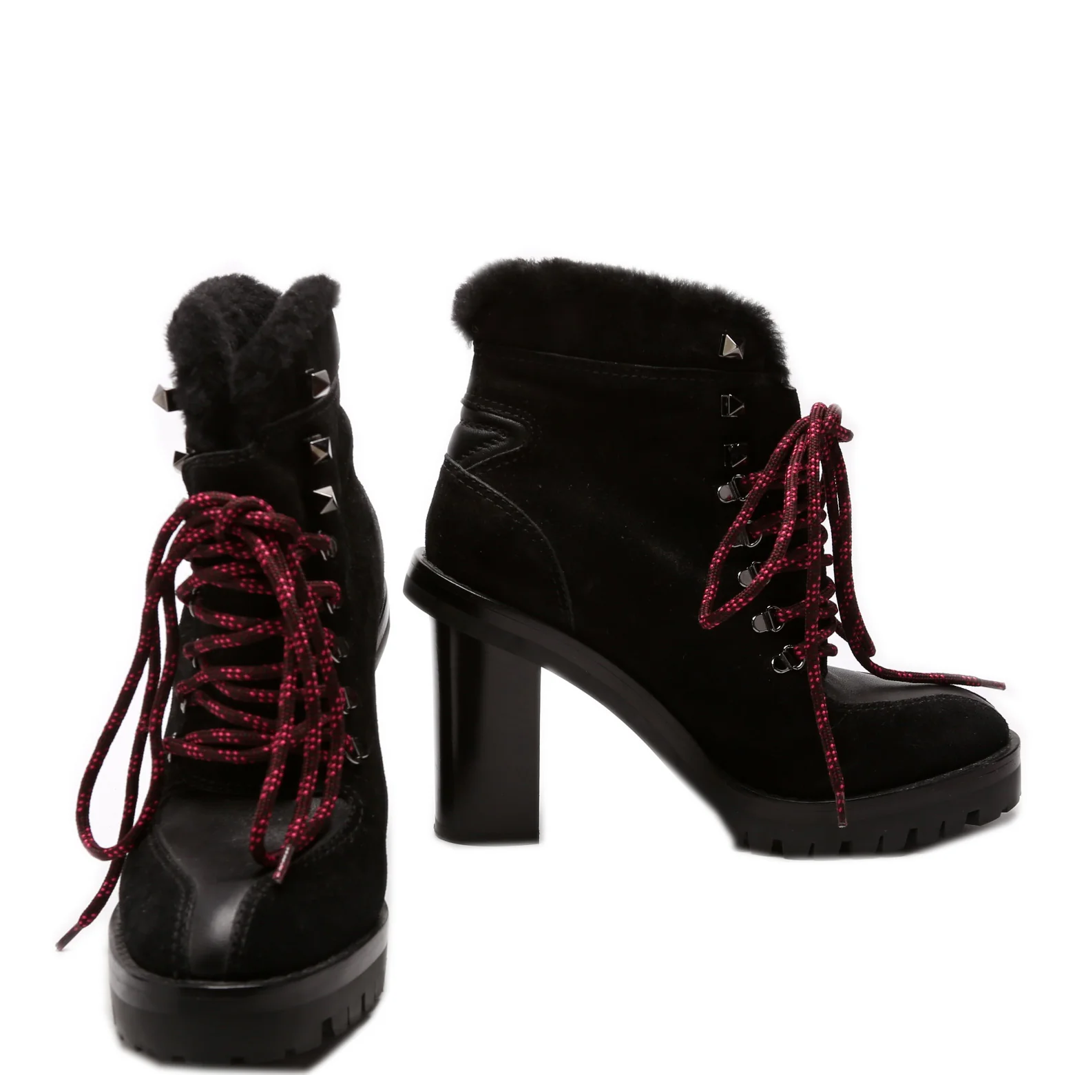 Lace Up Suede Ankle Boots Size 37.5 Black