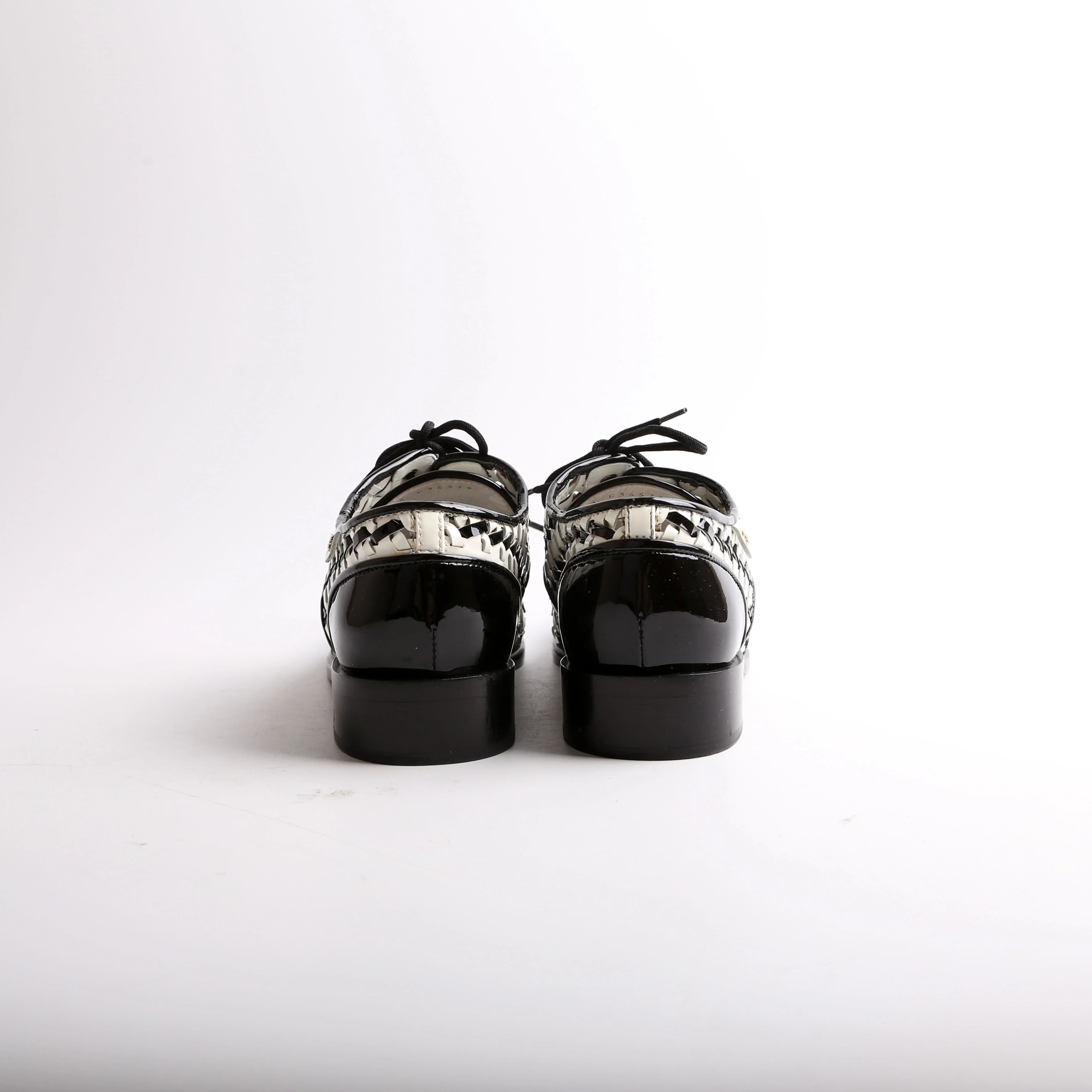 Lace Up Woven Leather Loafers Size 37.5 - Image 3