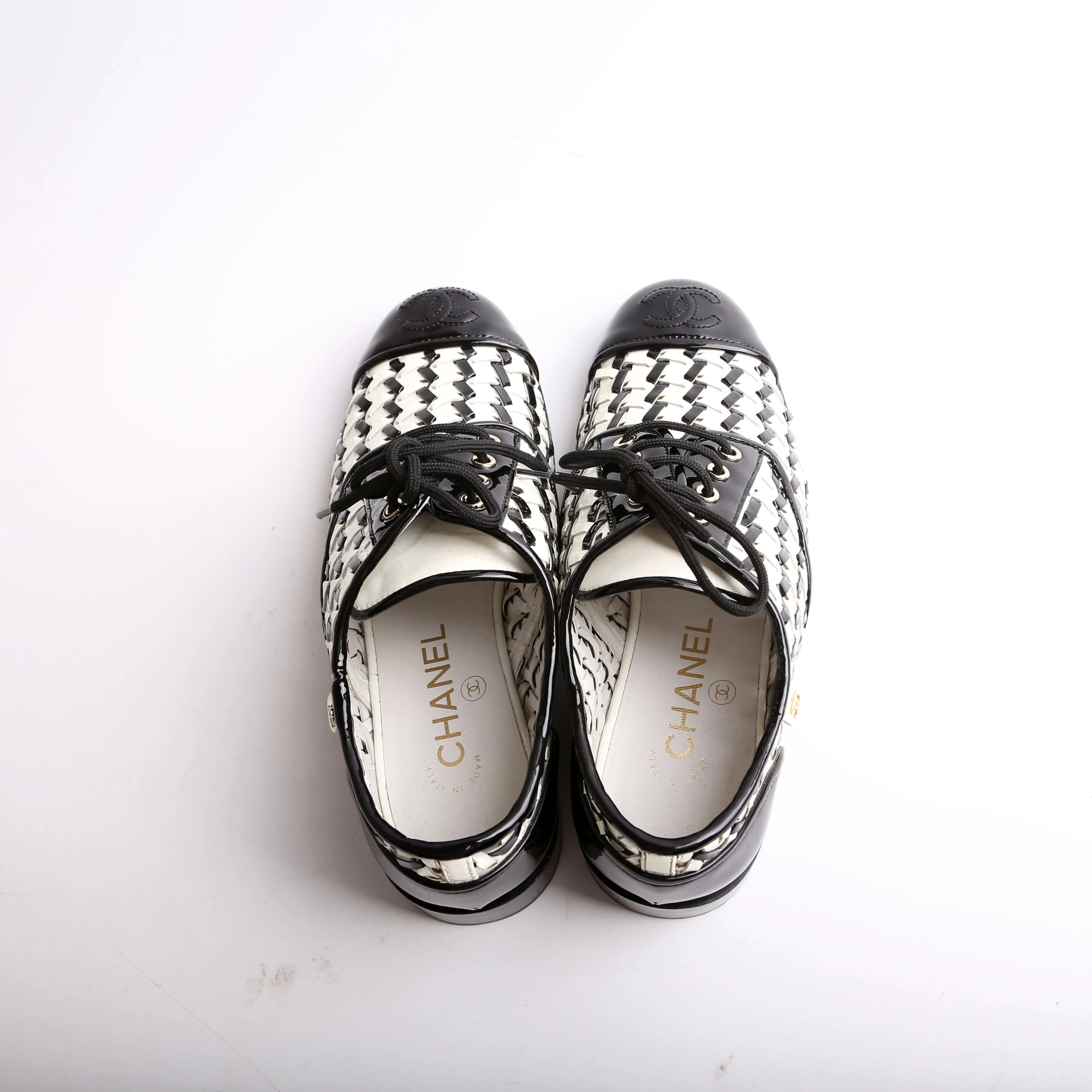 Lace Up Woven Leather Loafers Size 37.5 - Image 5