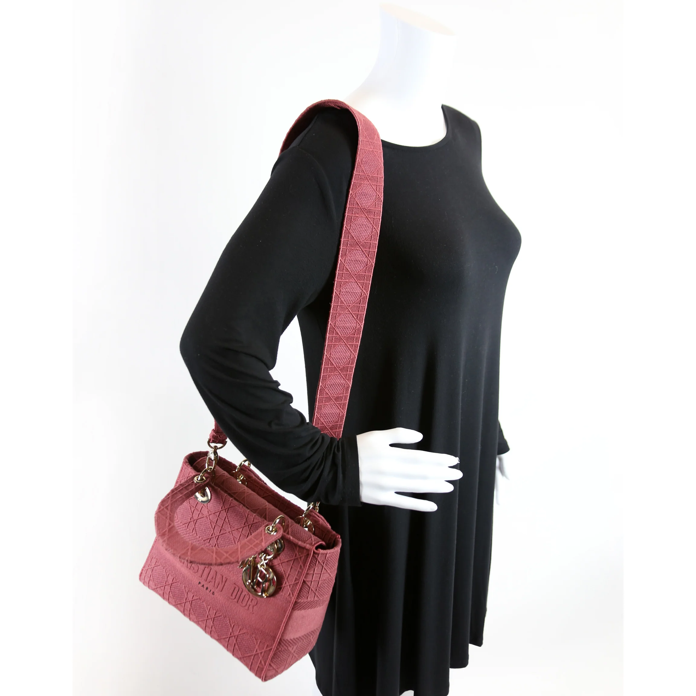 Lady D-Lite Embroidered Cannage Medium Berry - Image 9