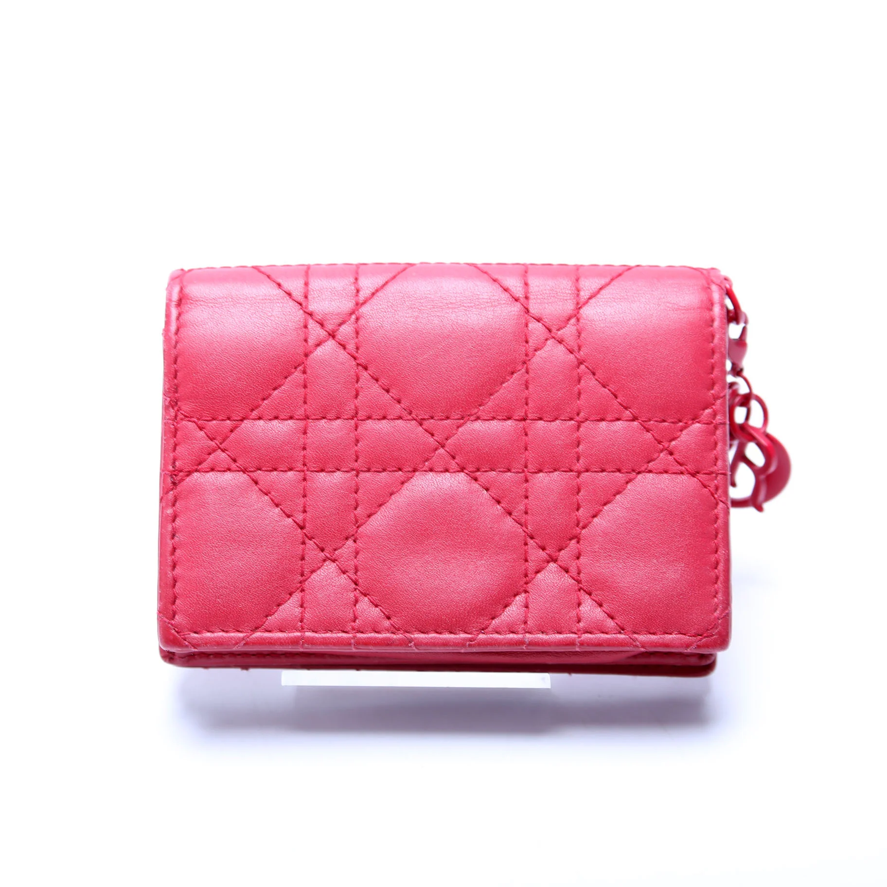 Lady Dior Bloom Card Holder Cannage Lambskin Red - Image 3