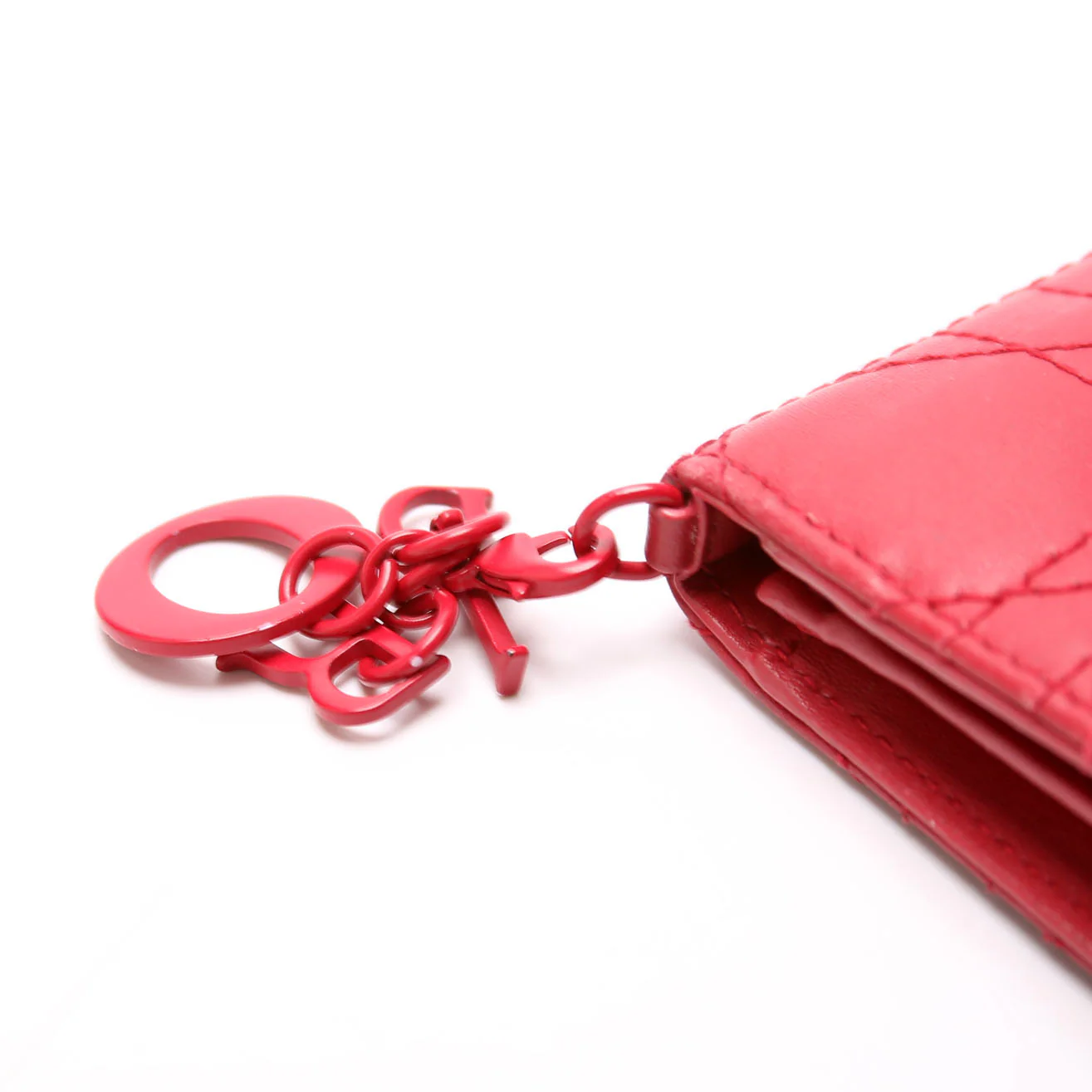 Lady Dior Bloom Card Holder Cannage Lambskin Red - Image 6