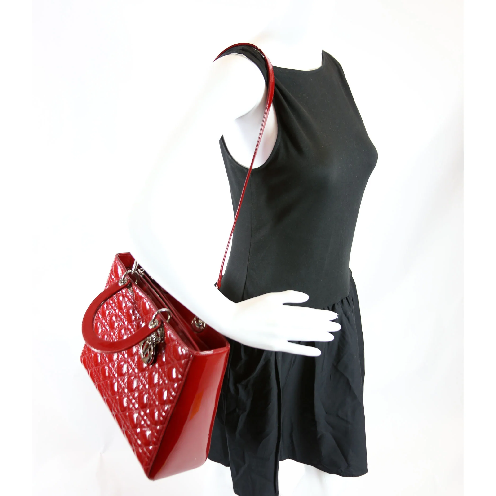 Lady Dior Large Patent Red - Image 11