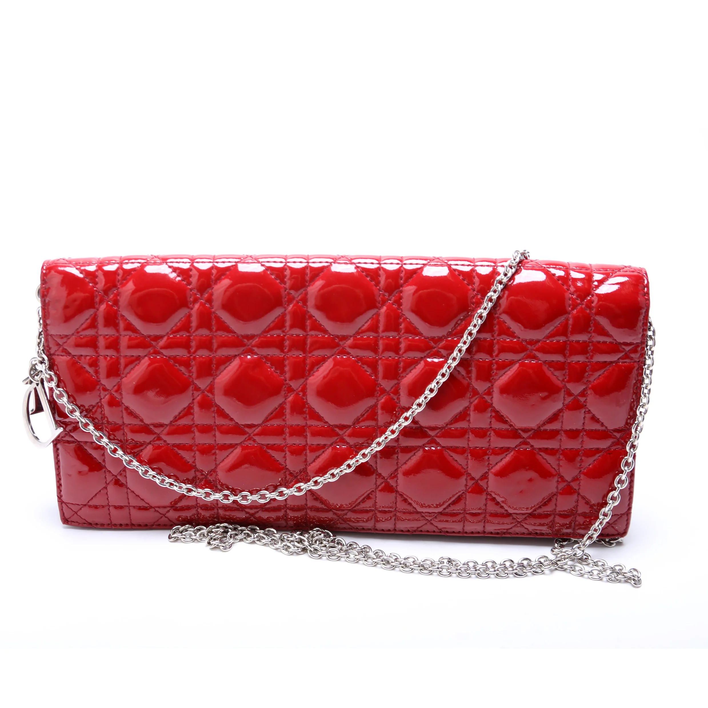 Lady Dior Long Pouch Clutch Patent Cannage Red - Image 3