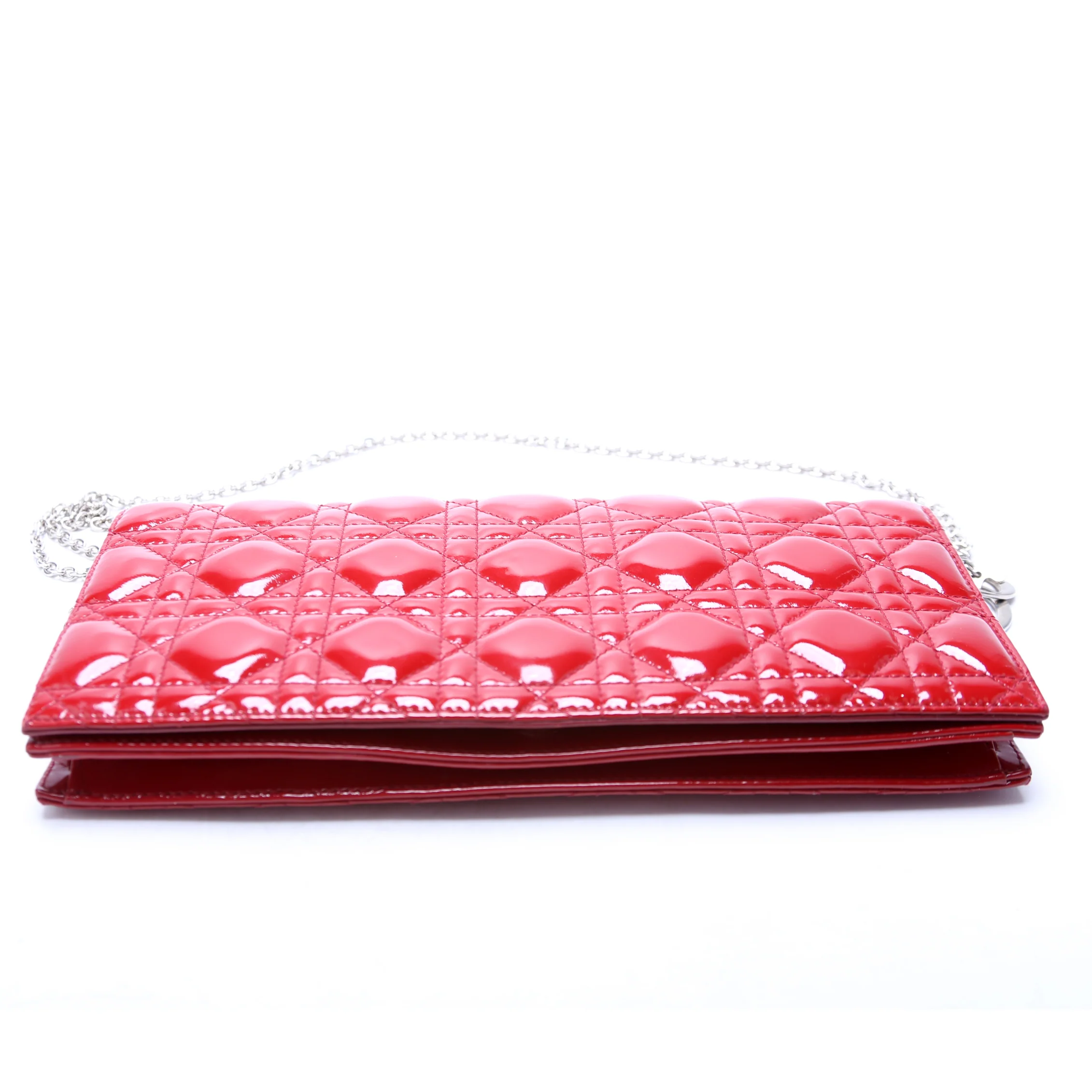 Lady Dior Long Pouch Clutch Patent Cannage Red - Image 4