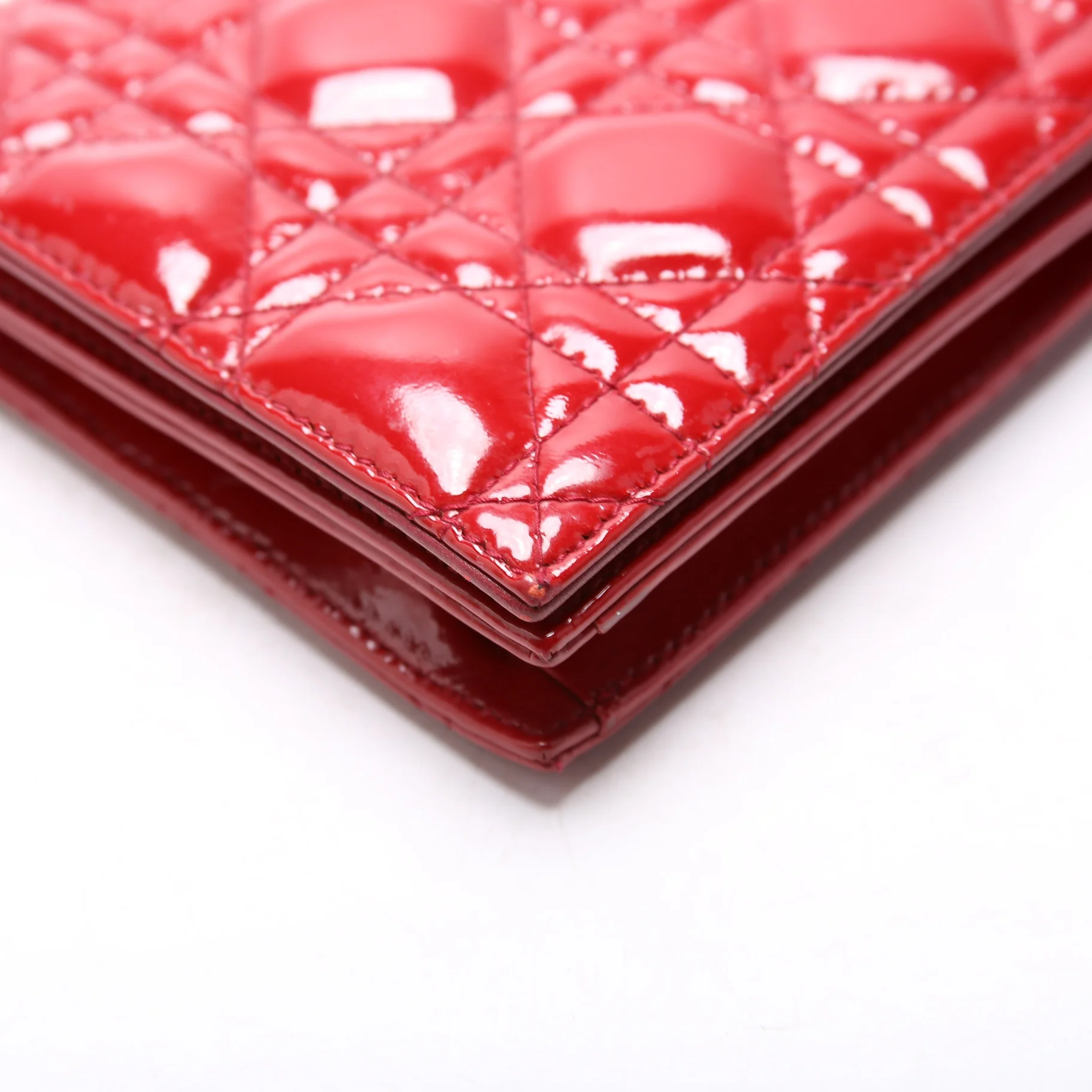 Lady Dior Long Pouch Clutch Patent Cannage Red - Image 5