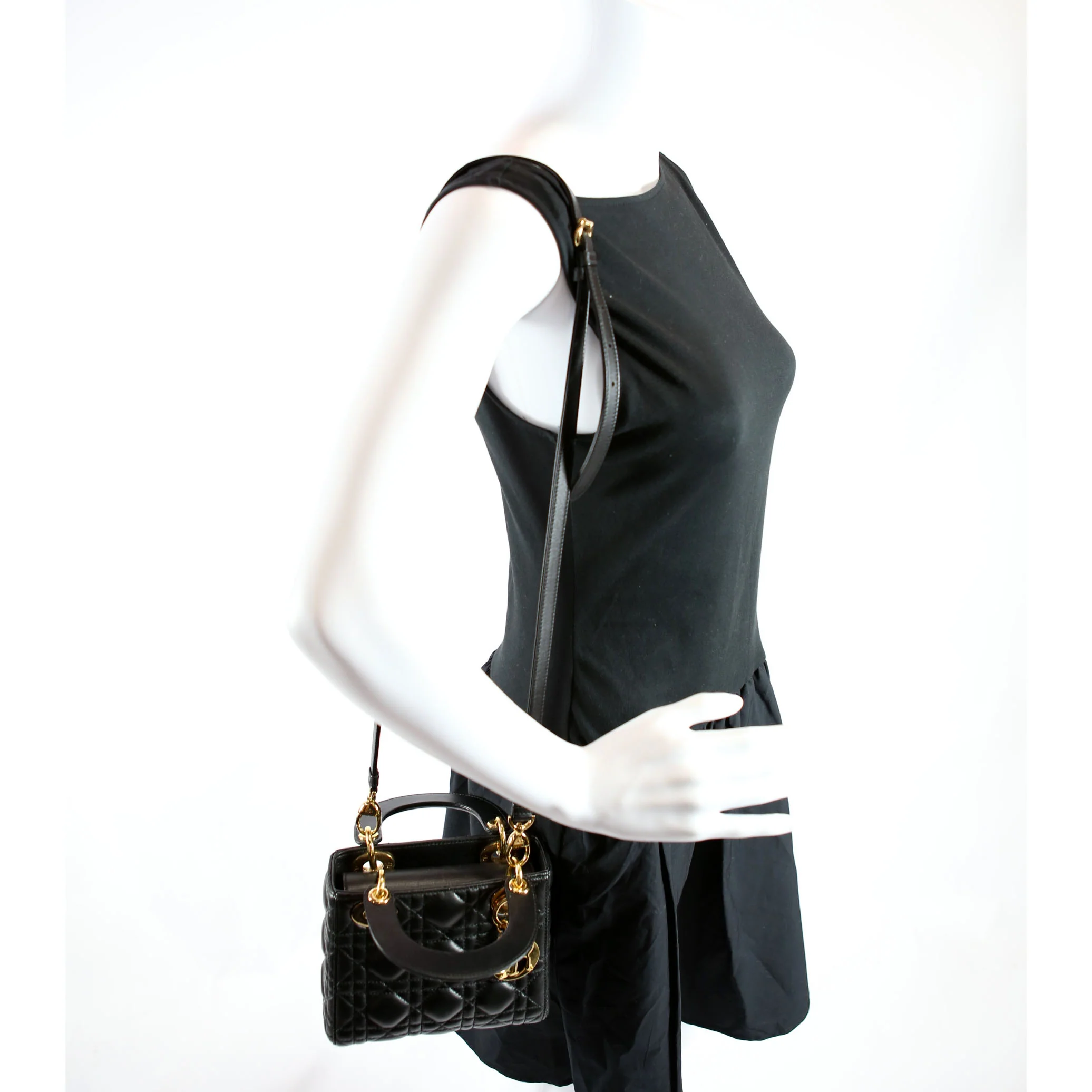 Lady Dior Mini Lambskin Black - Image 11