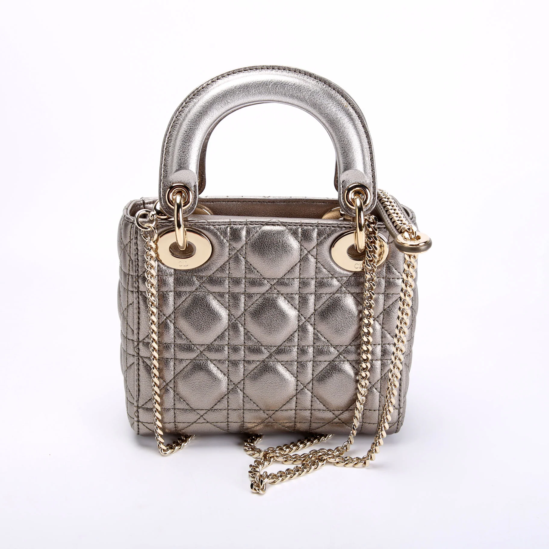 Lady Dior Mini Metallic Lambskin Silver - Image 3