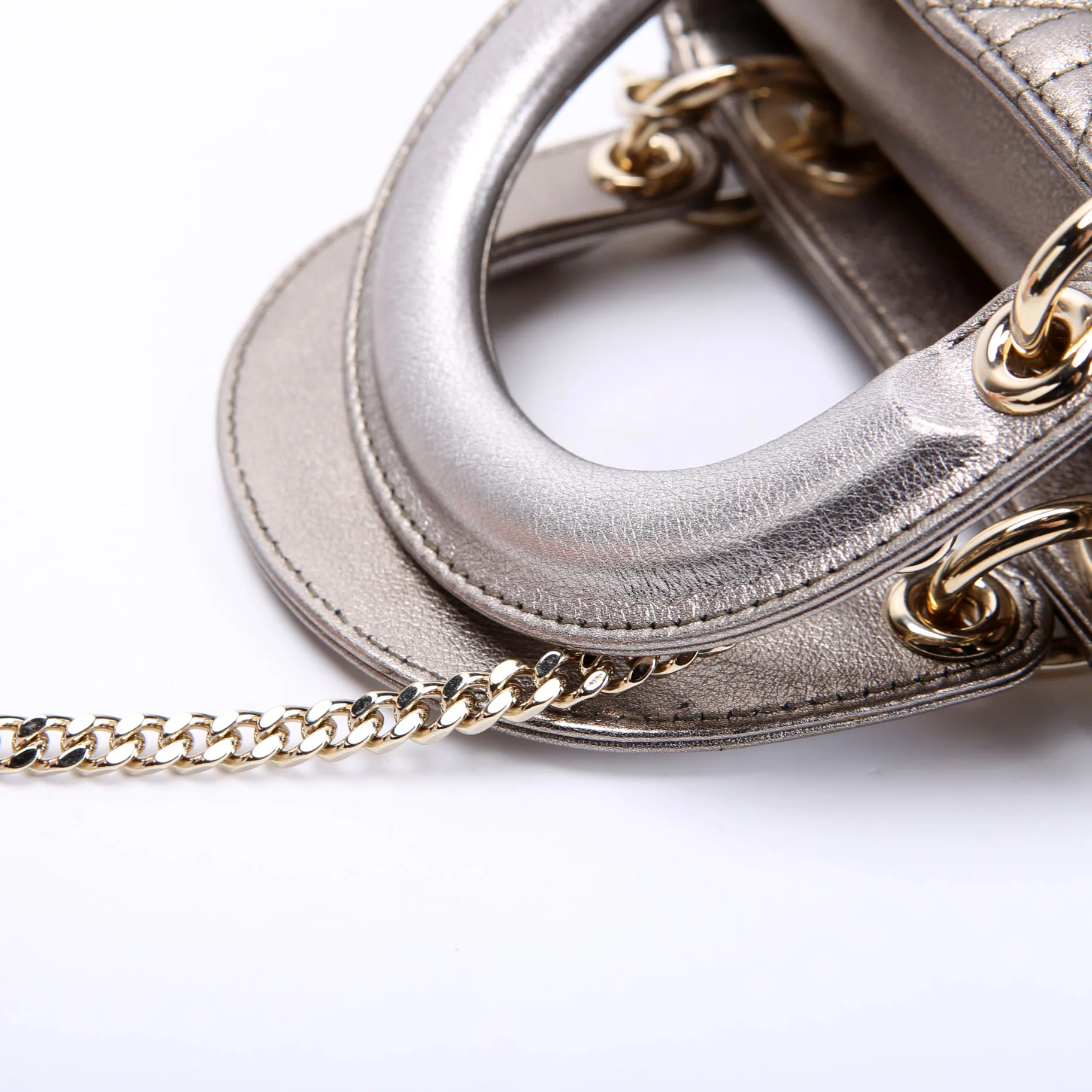 Lady Dior Mini Metallic Lambskin Silver - Image 6