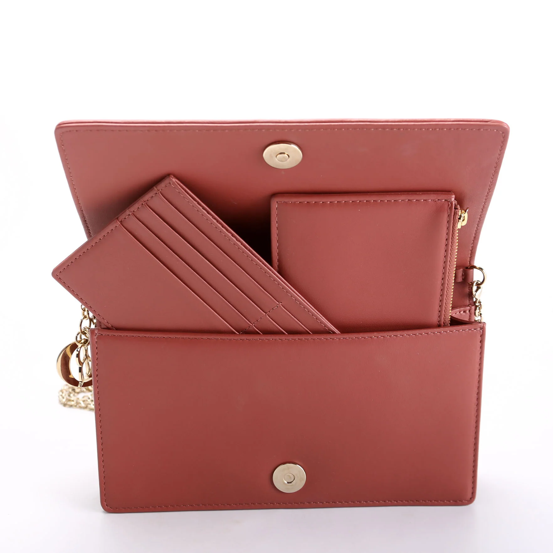 Lady Dior Pouch With Inserts Lambskin Cannage Rust - Image 7