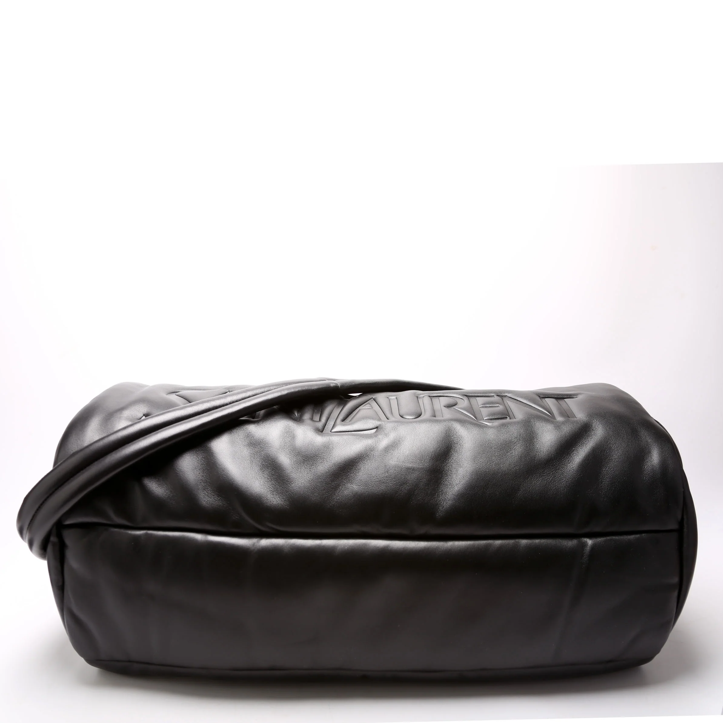 Lambskin Debossed Logo Duffle Bag Large 797640 Black - Image 4
