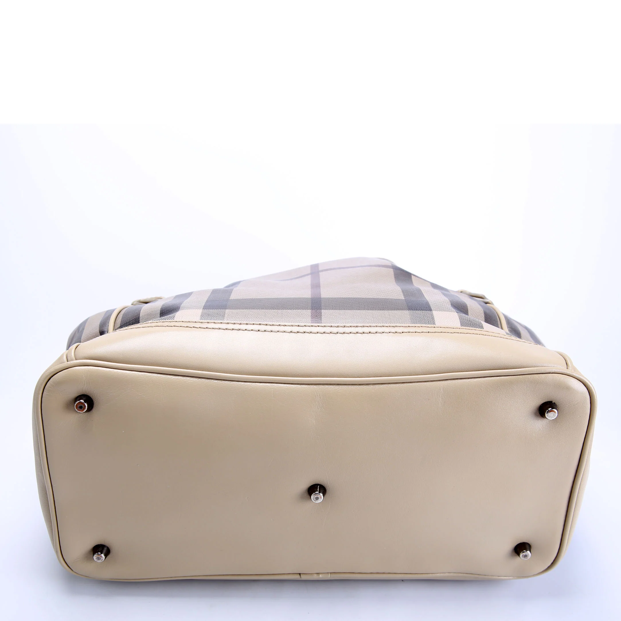Large Smoked Check Tote Beige - Image 4