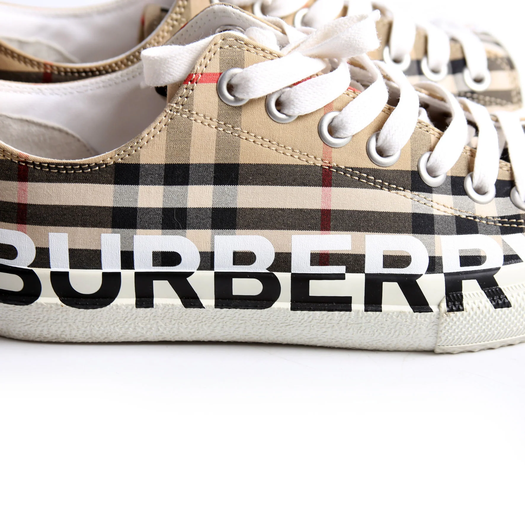 Larkhall Vintage Check Sneakers Size 38.5 Brown/Black/White - Image 10