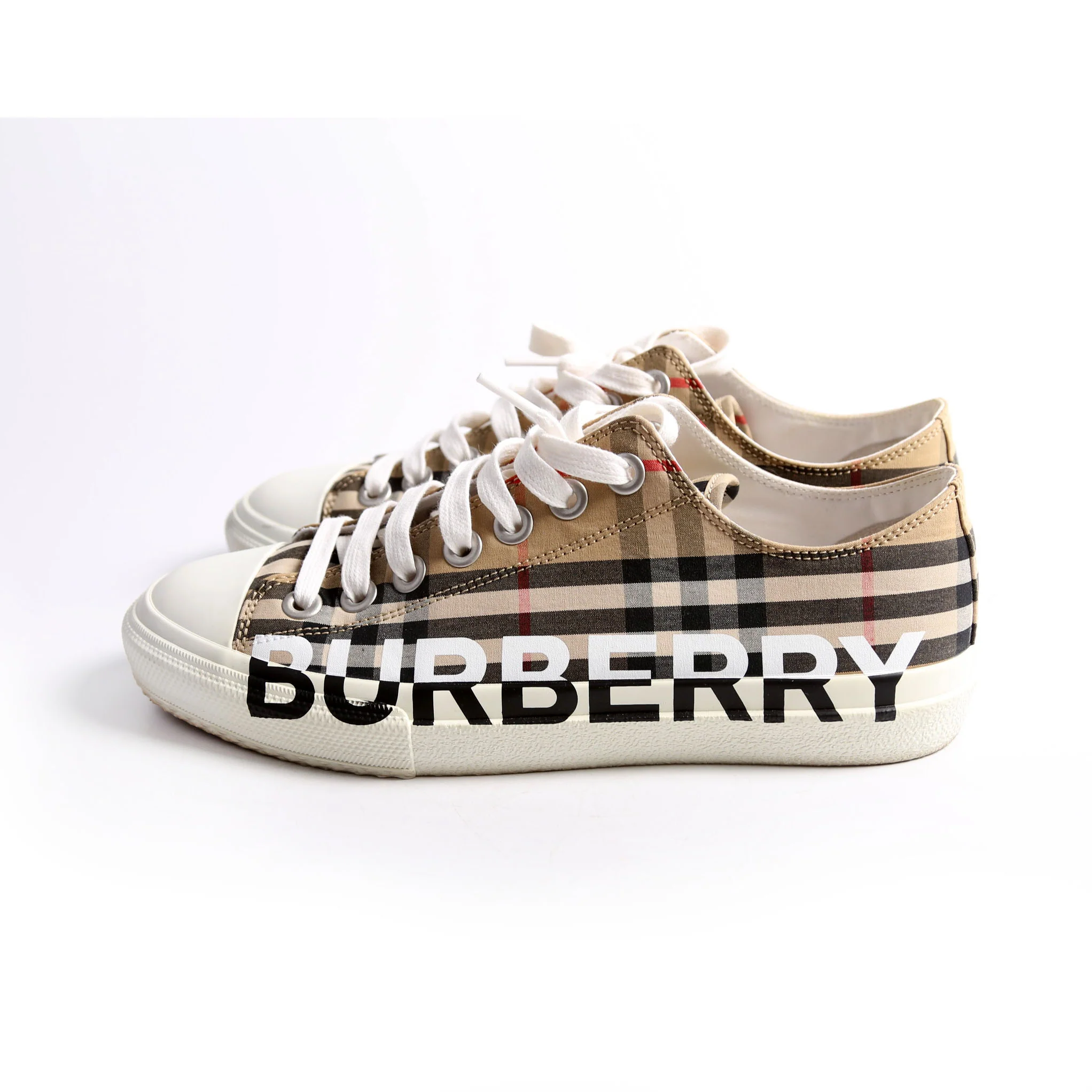 Larkhall Vintage Check Sneakers Size 38.5 Brown/Black/White - Image 3