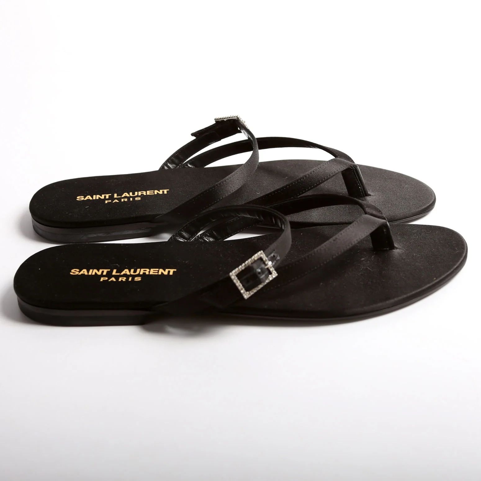 Laszlo Satin Crepe Sandals Size 39 Black - Image 5