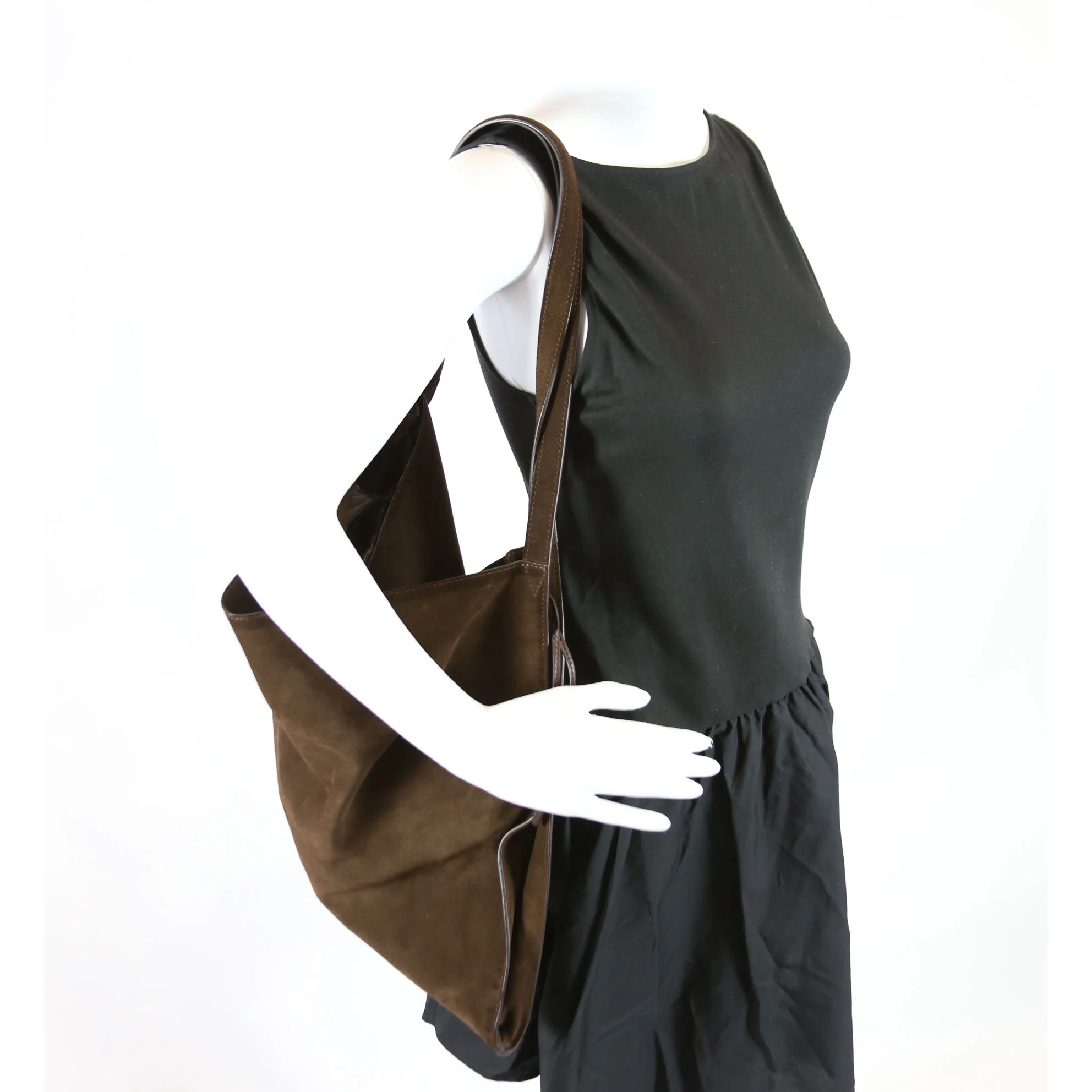 Le 54 Suede Drawstring Tote Brown - Image 9