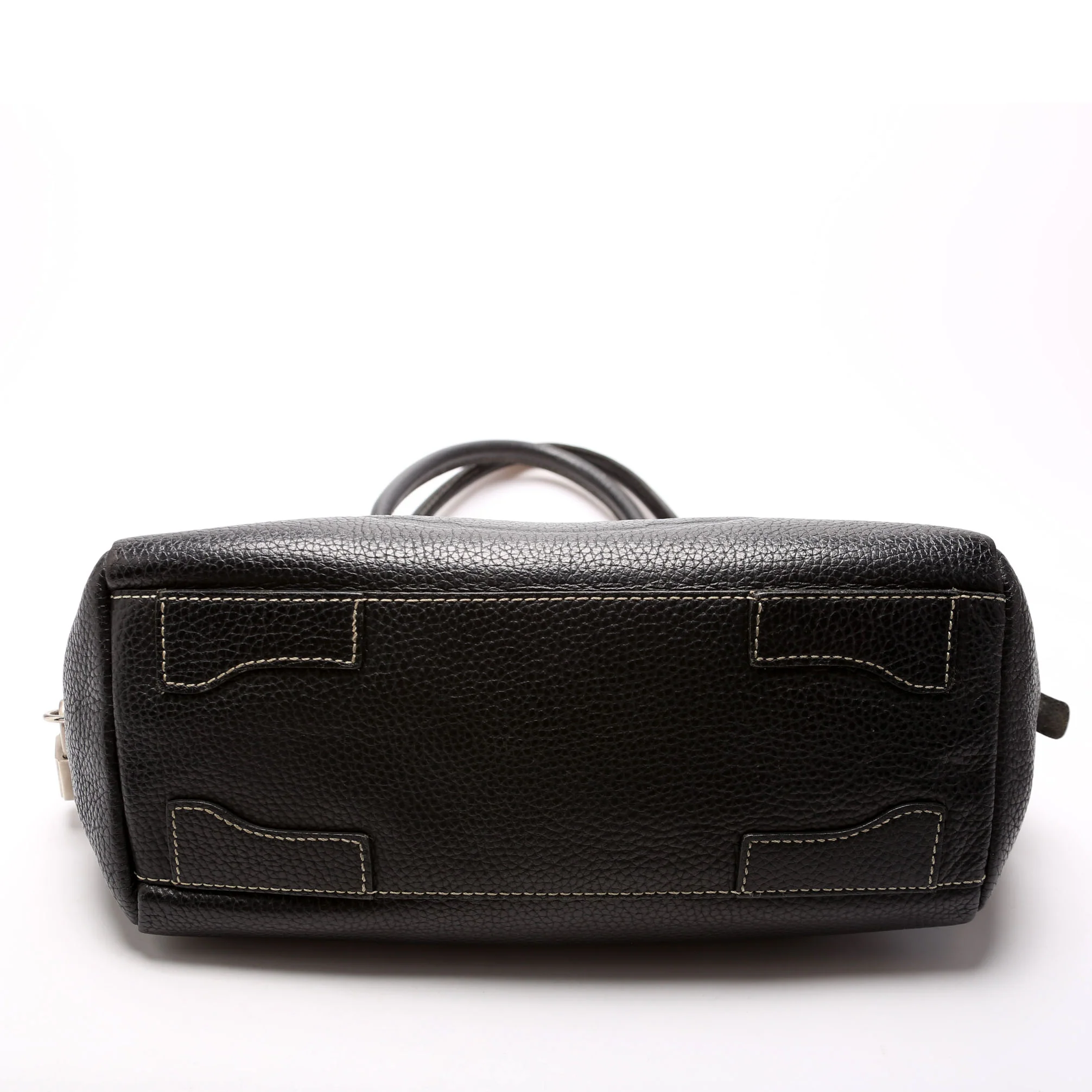 Leather Bowling Shoulder Bag Black - Image 4