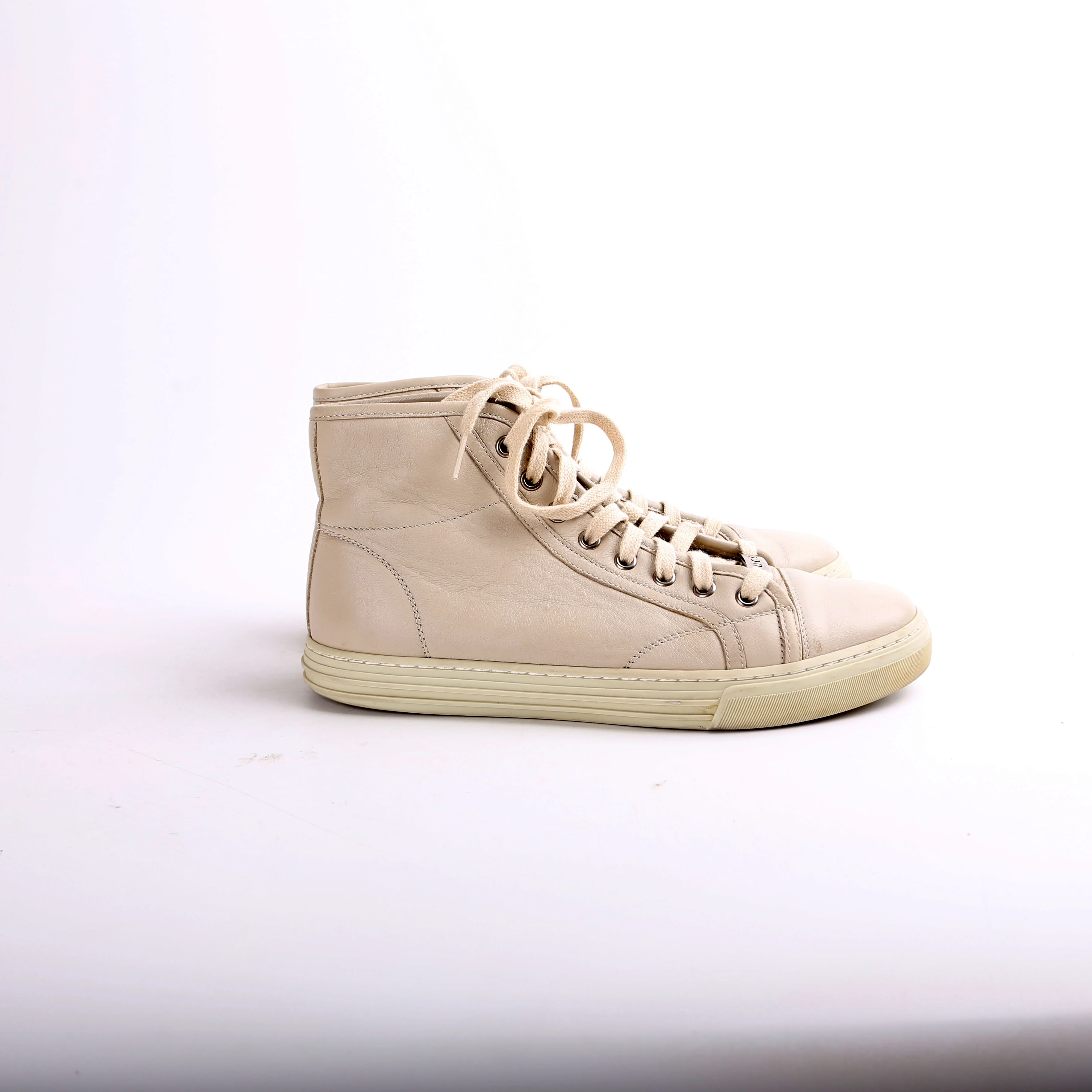 Leather High Top Sneakers Men Size 5.5 (37.5) - Image 4