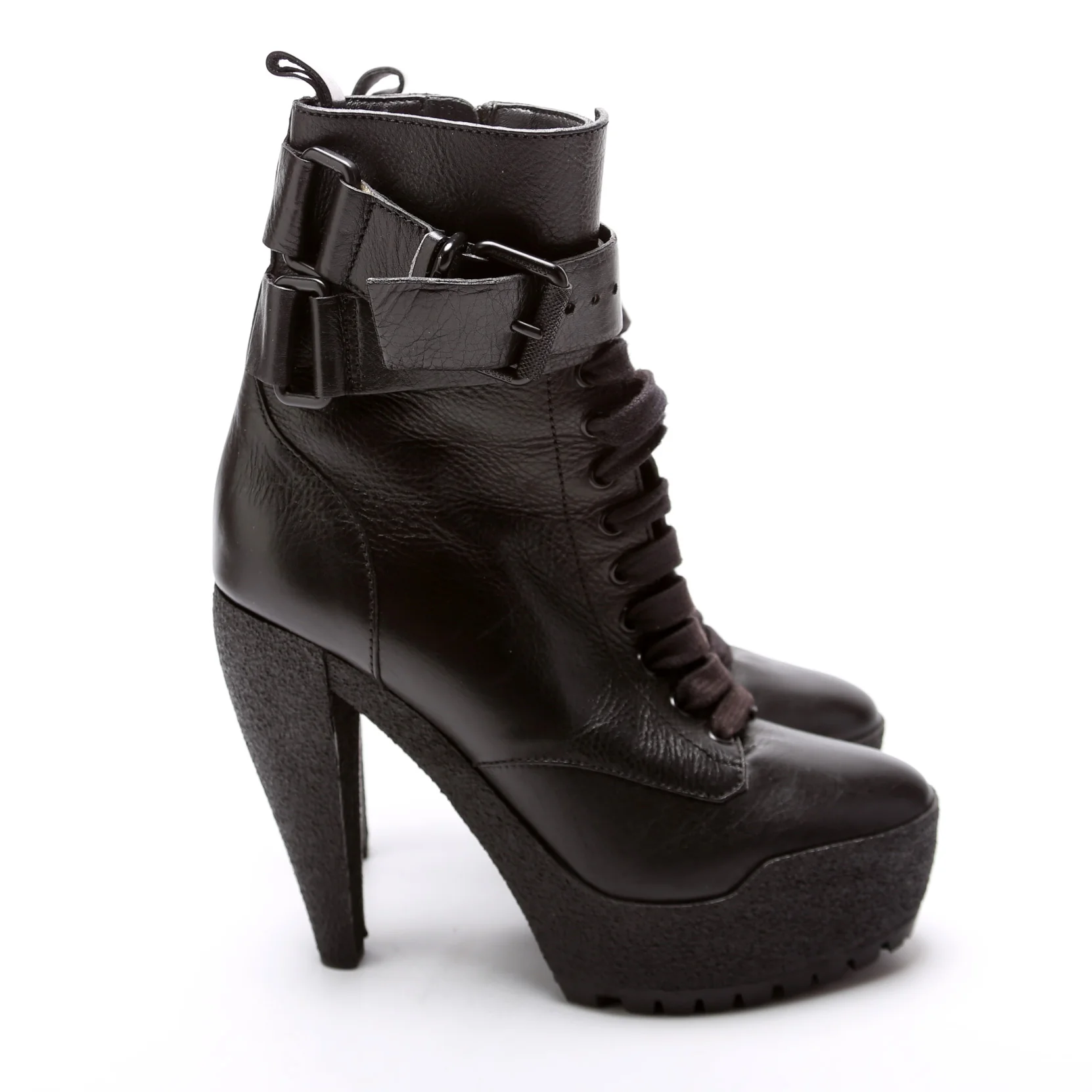 Leather Lace Up Booties Size 39.5 - Image 3