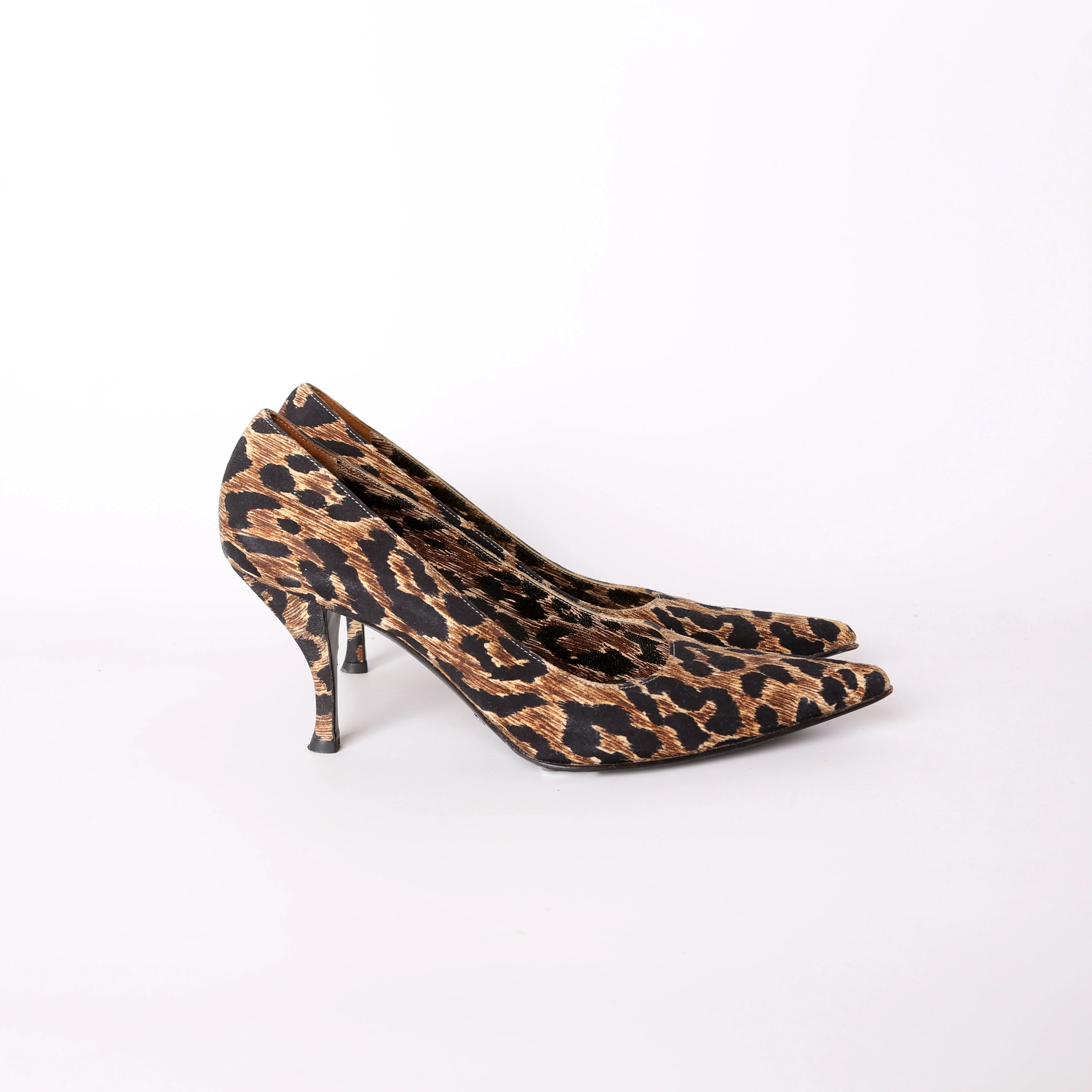 Leather Leopard Pointed Toe Heels Size 39 - Image 5