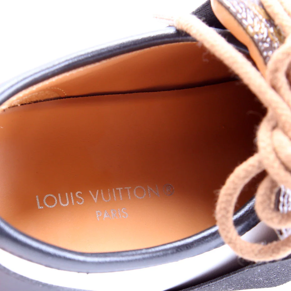 Leather Monogram Lous Sneakers Size 37.5 Brown/Black - Image 5