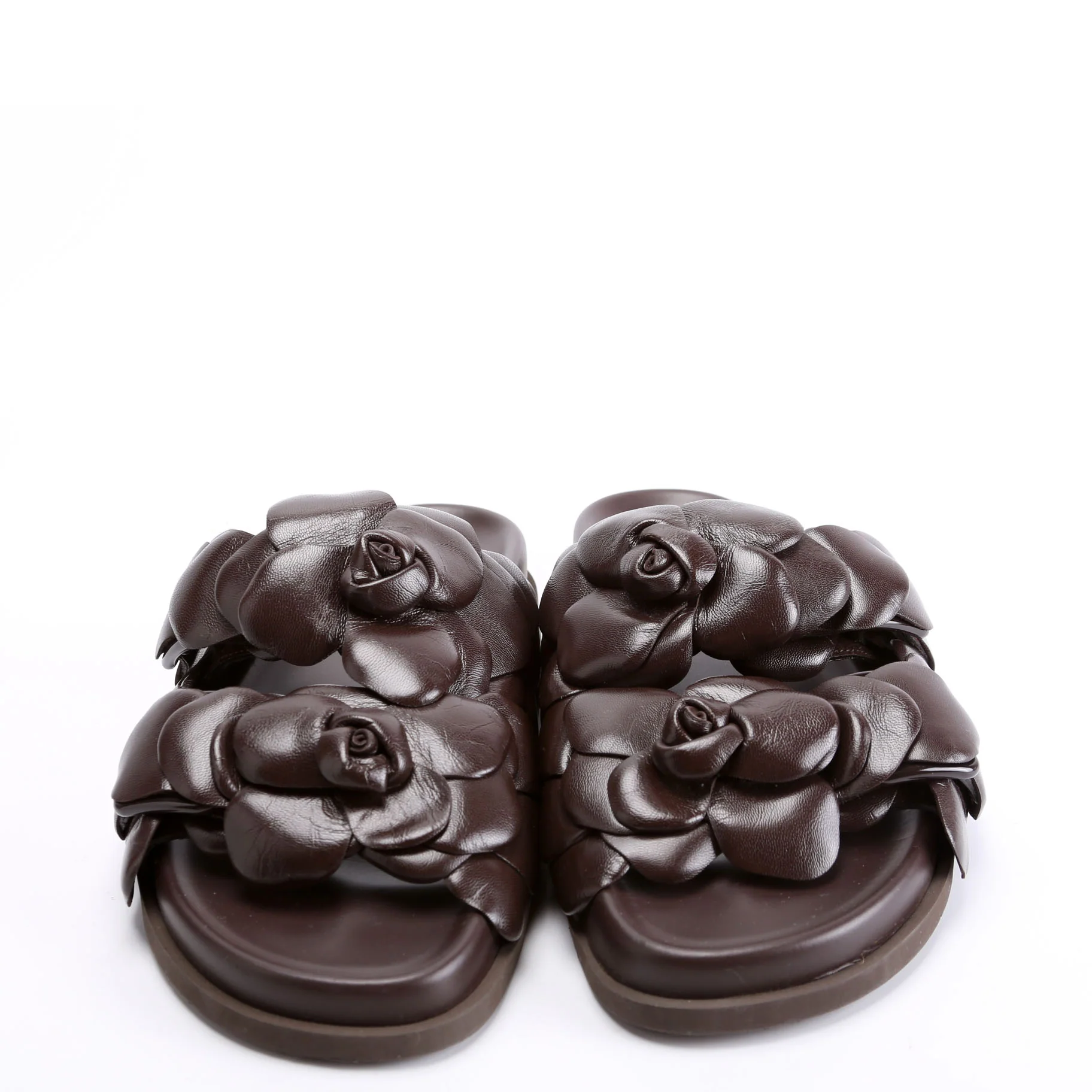 Leather Rose Edition Mule Sandals Size 36.5 Brown - Image 2
