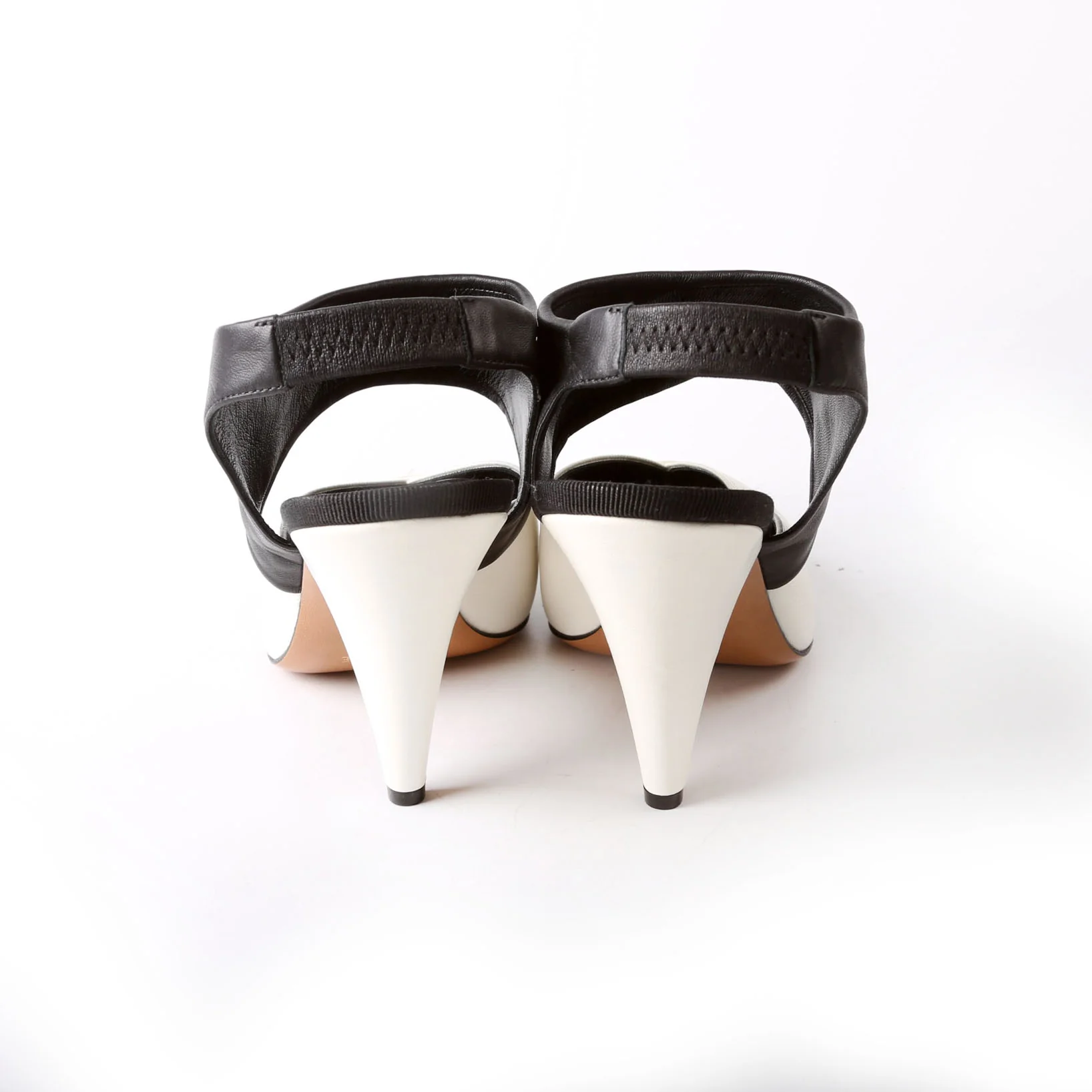 Leather Two-Tone Slingback Pumps Size 39 - Image 5