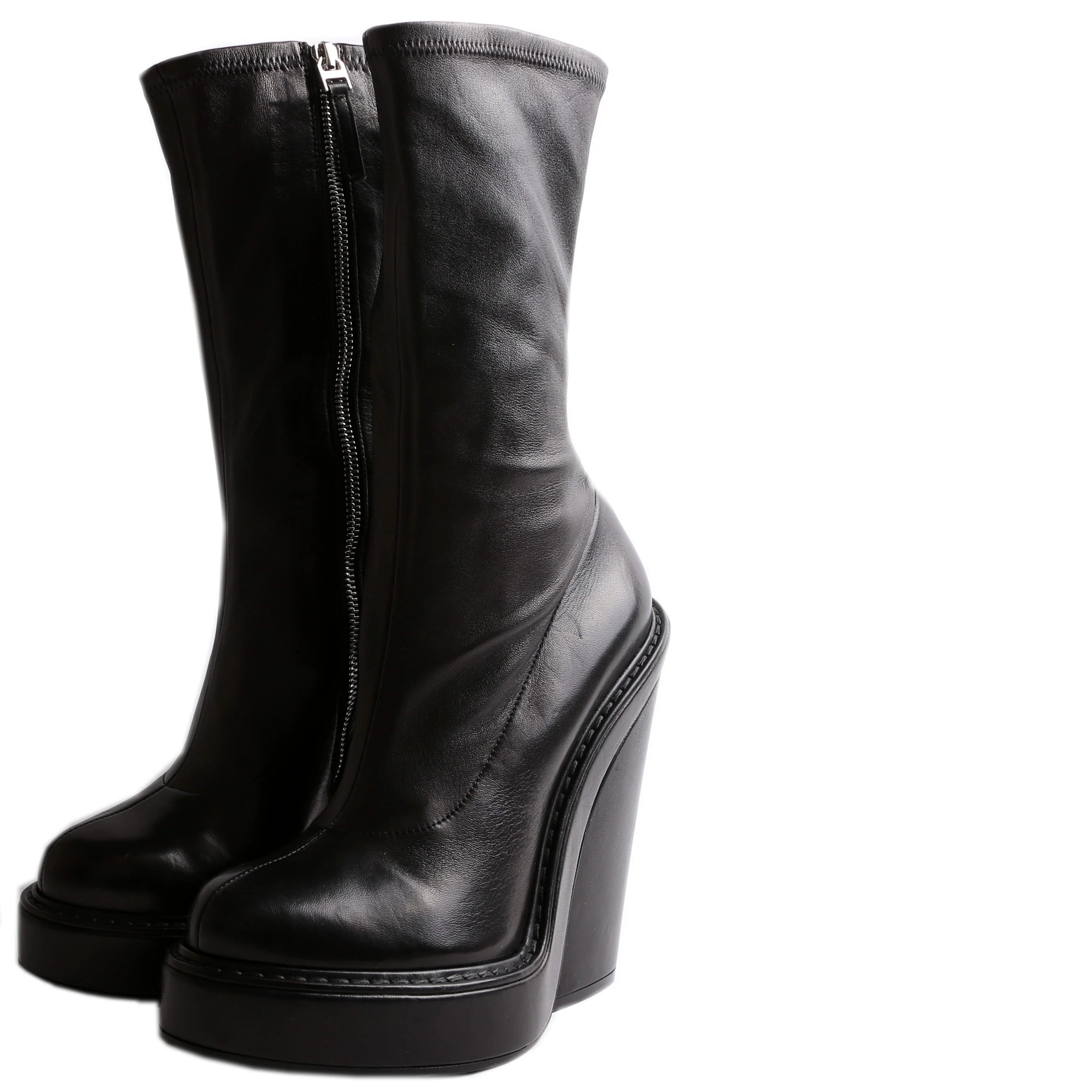 Leather Zip Up Boots Size 37.5