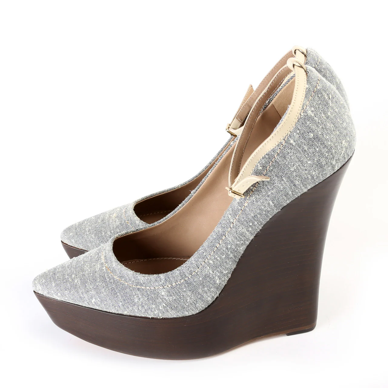 Leicester Boucle Chambray Platform Pumps Size 40 - Image 3