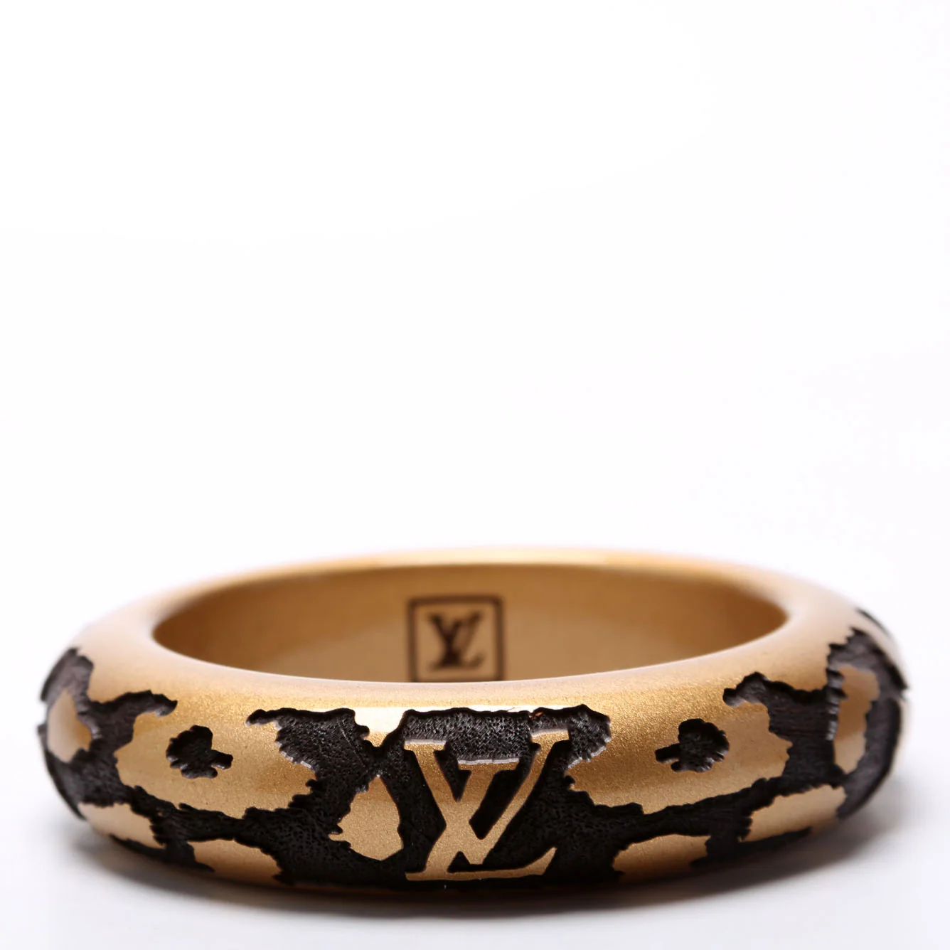 Leomonogram Lacquer/Wood Bangle Wide Brown/Gold - Image 2