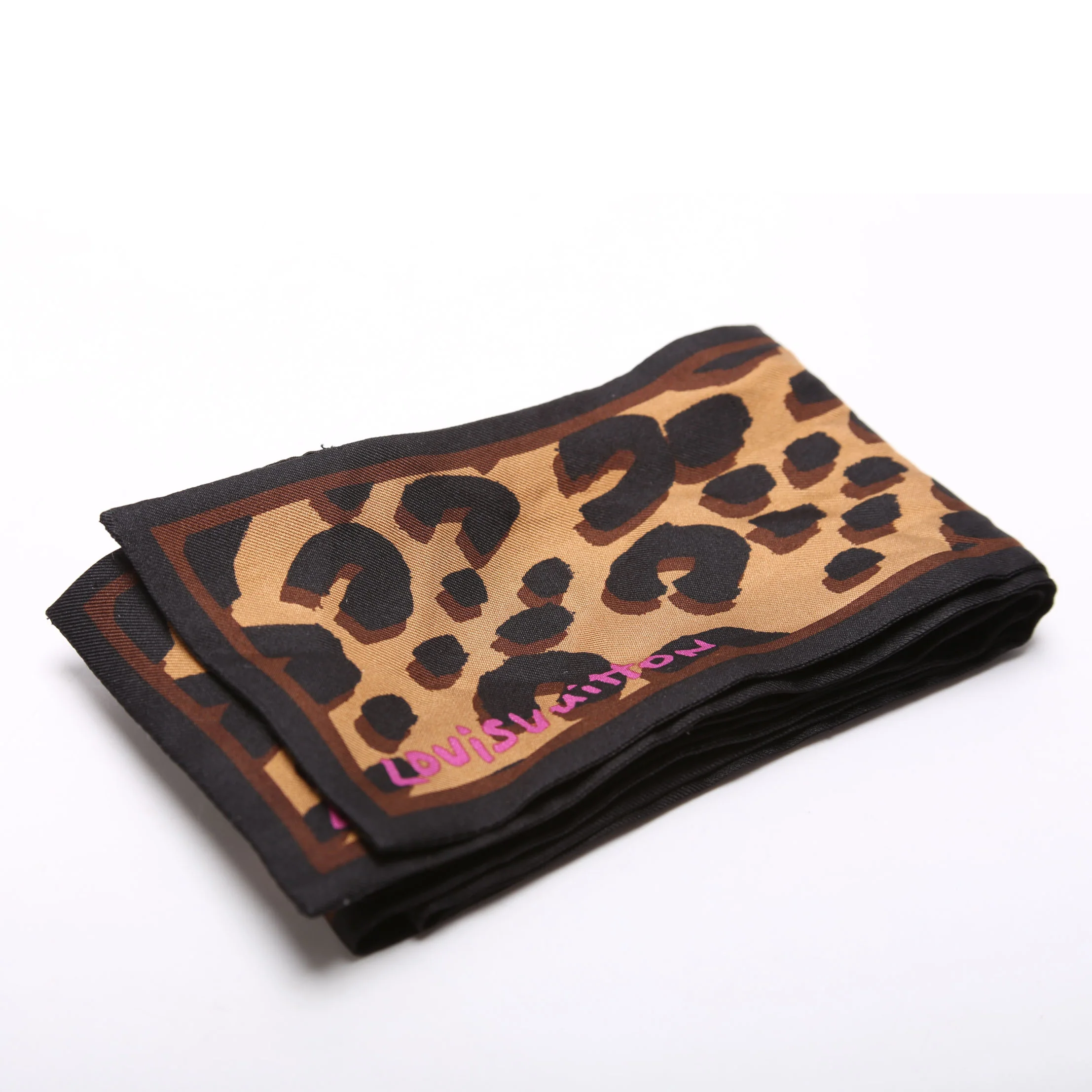 Leopard Bandeau Silk Scarf Brown - Image 3
