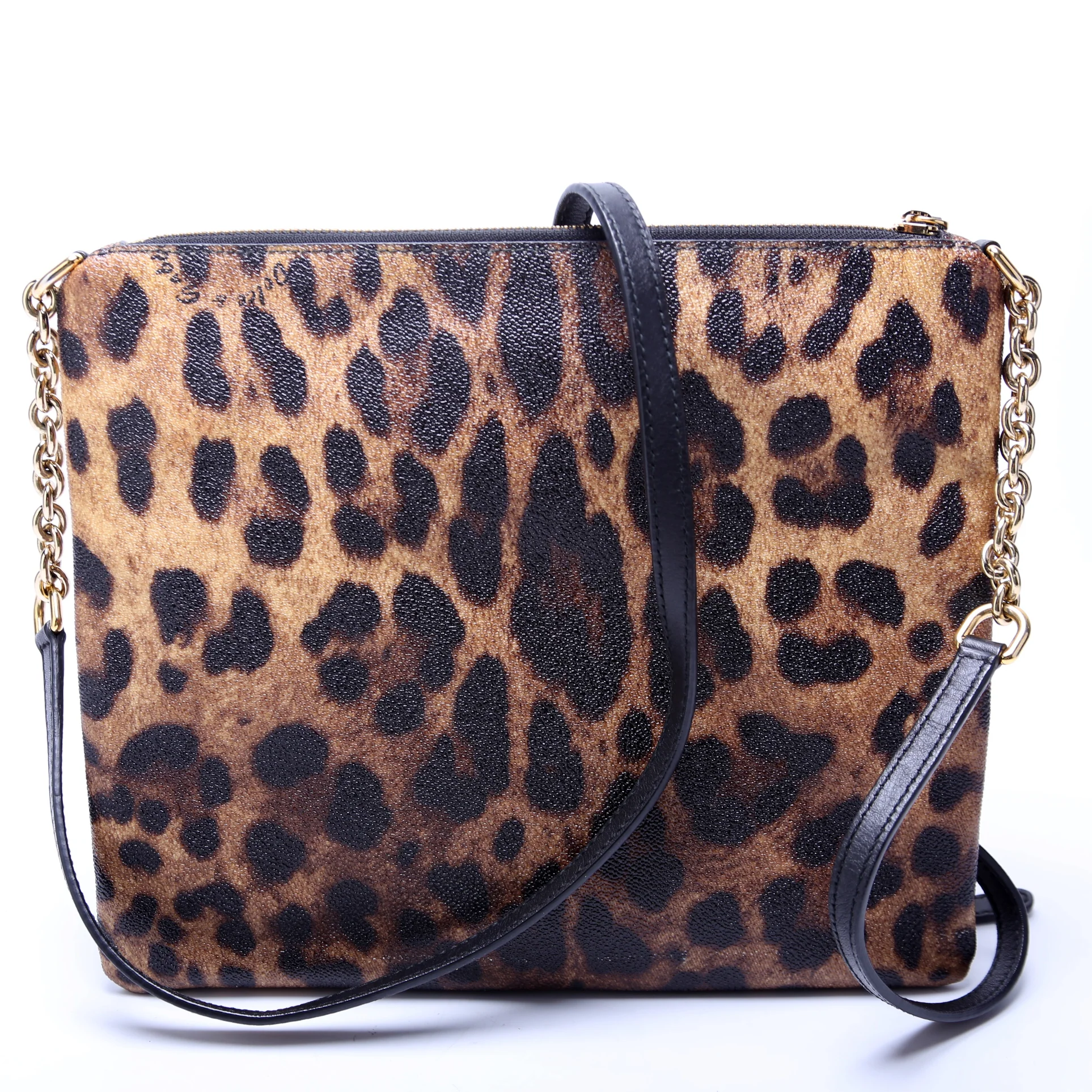 Leopard Coated Canvas Flat Crossbody Bag - Image 3