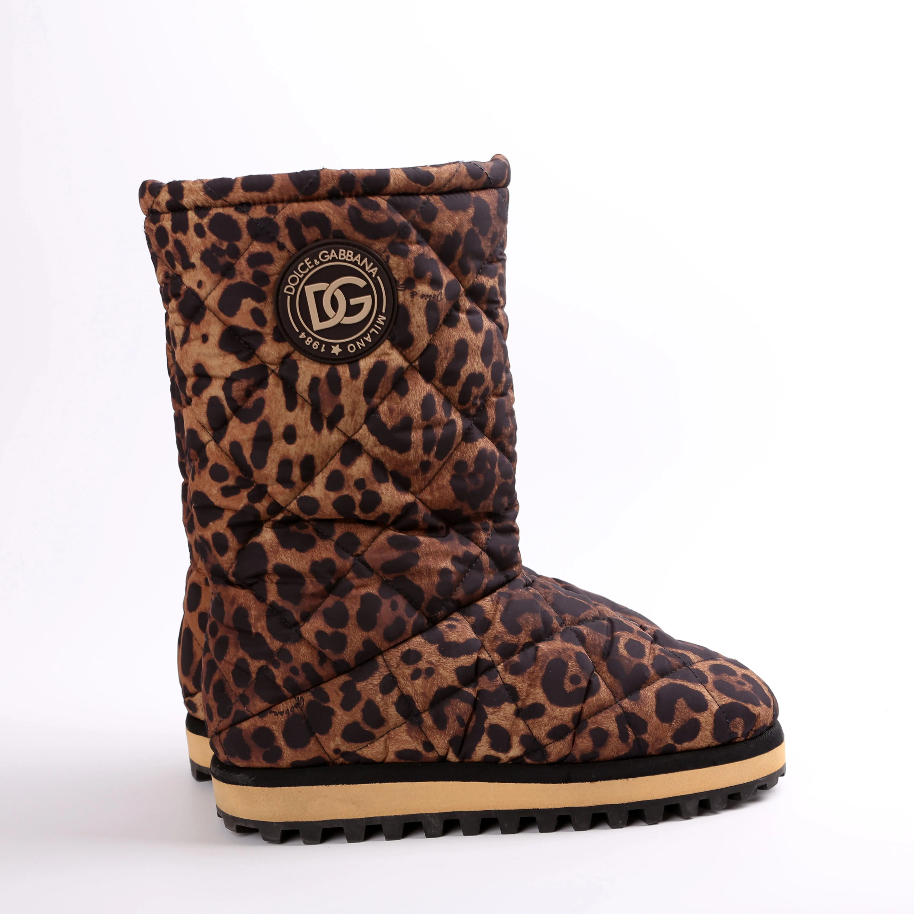 Leopard Nylon Puffer Boots Size 43 - Image 5