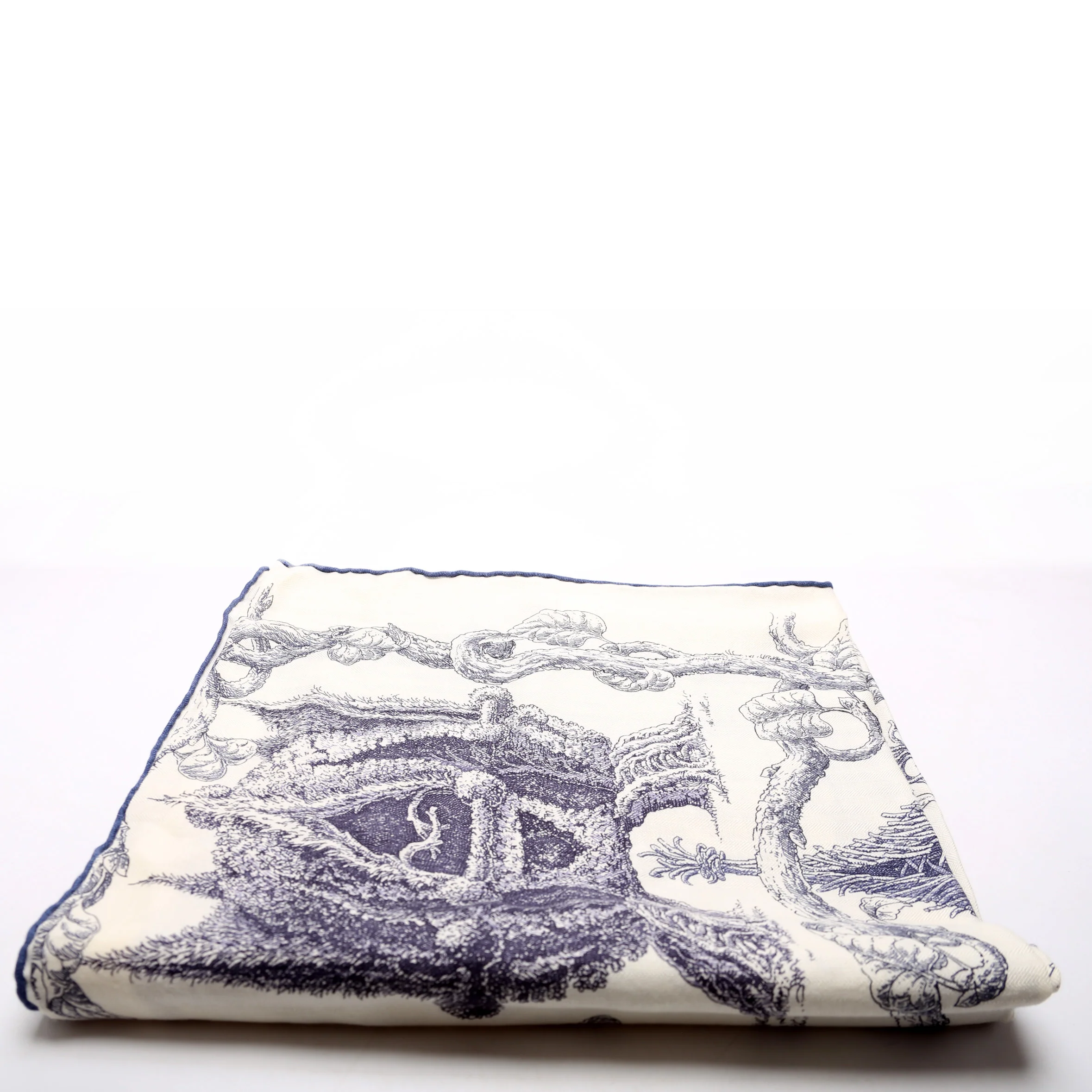 Les Cabanes 140CM Silk Scarf Blue - Image 3