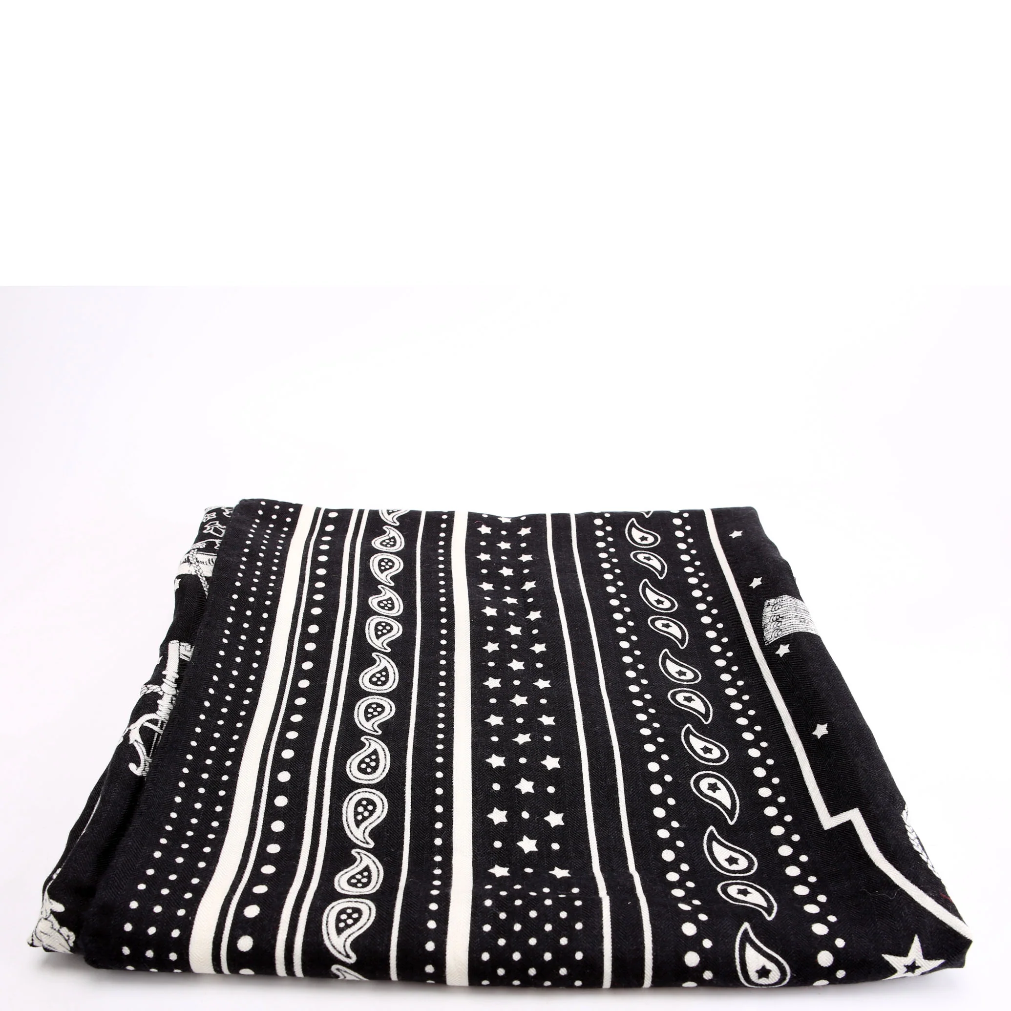 Les Cles Bandana Cashmere 140 Scarf Black/White - Image 2