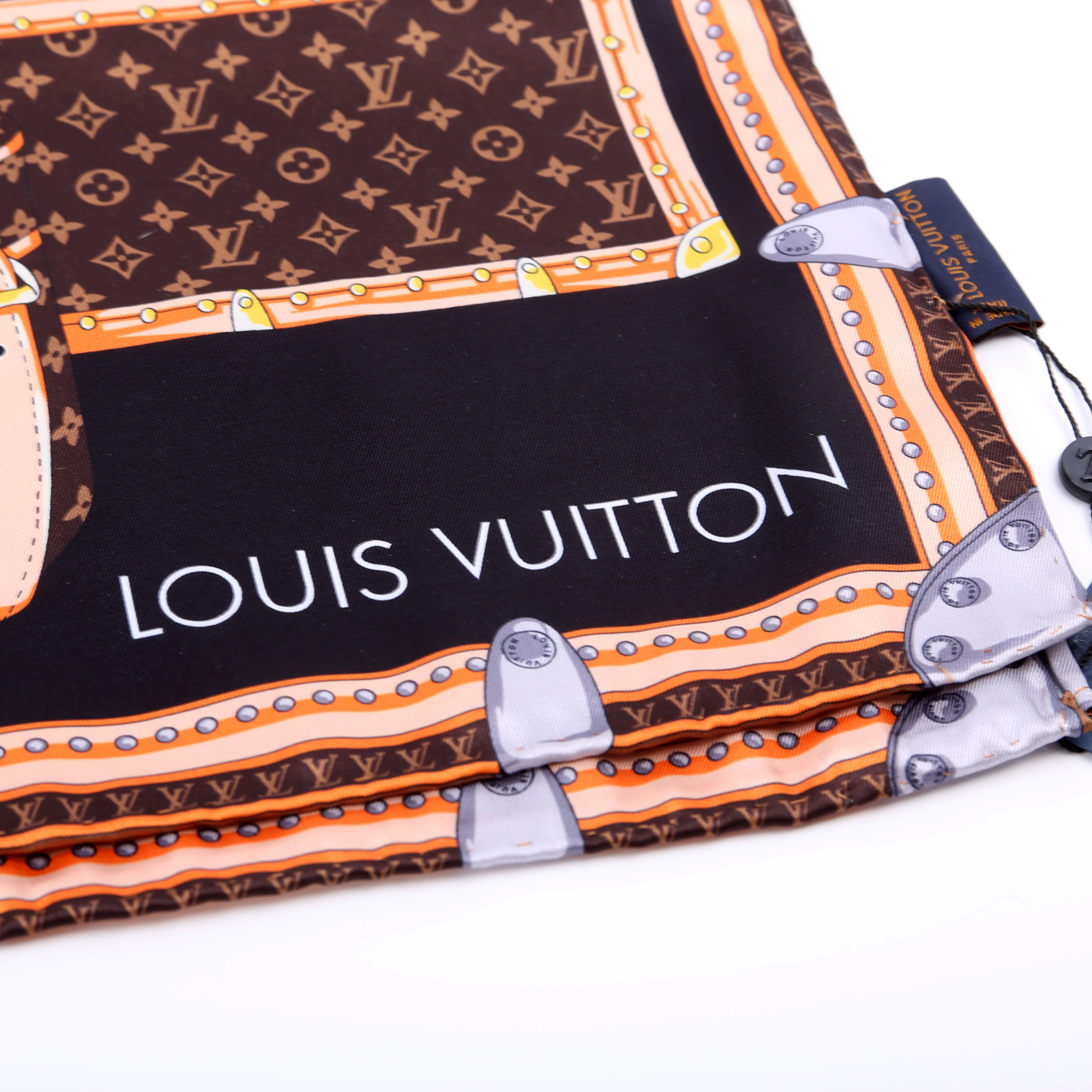 Let's Go Square 90 Silk Scarf Brown - Image 5