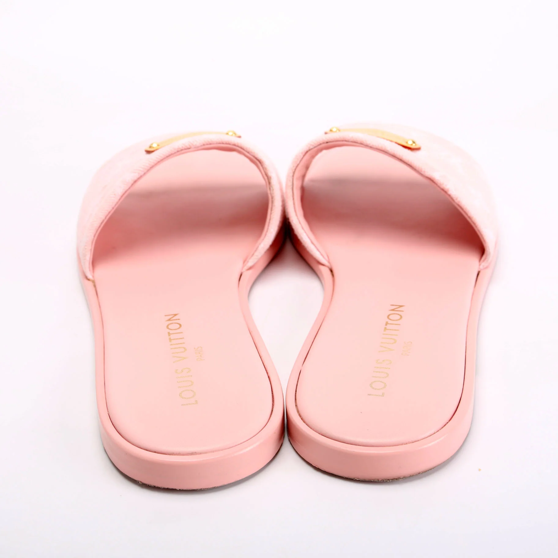 Lily Denim Monogram Flat Mules Size 41 Pink - Image 4