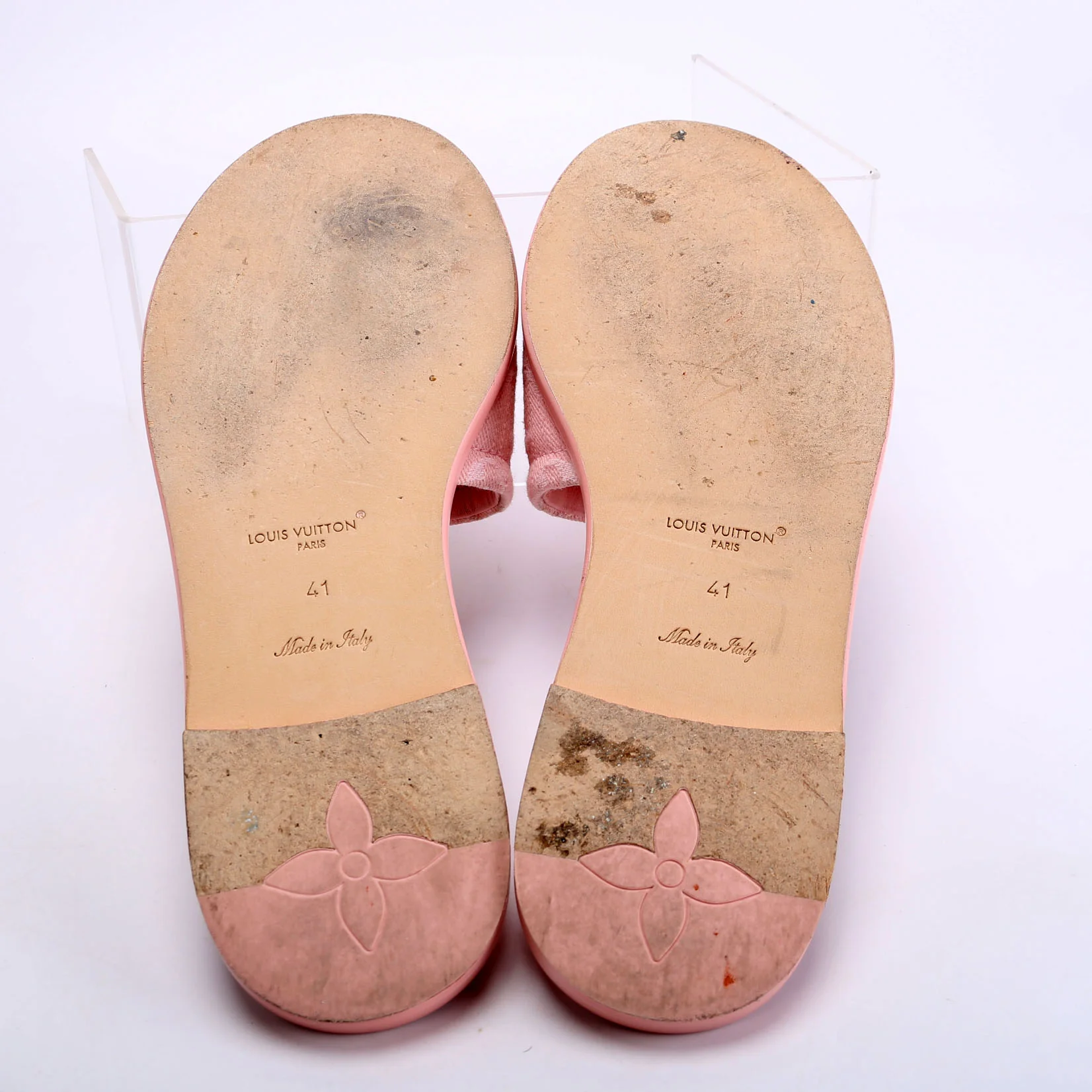 Lily Denim Monogram Flat Mules Size 41 Pink - Image 7