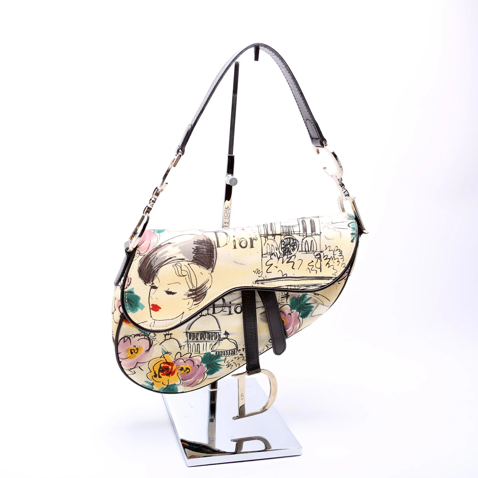 Limited Edition Paris 50's Canvas Saddle Bag Multicolor - Image 2