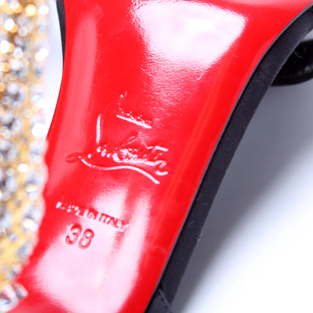 Lipstrass Queen 100MM Satin Sandals Size 38 - Image 8