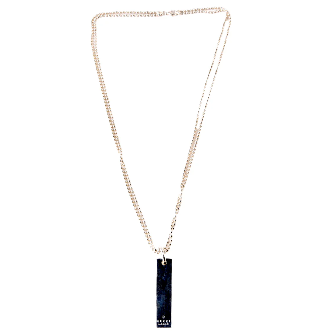 Logo Bar on Ball Chain Necklace 925 - Image 2
