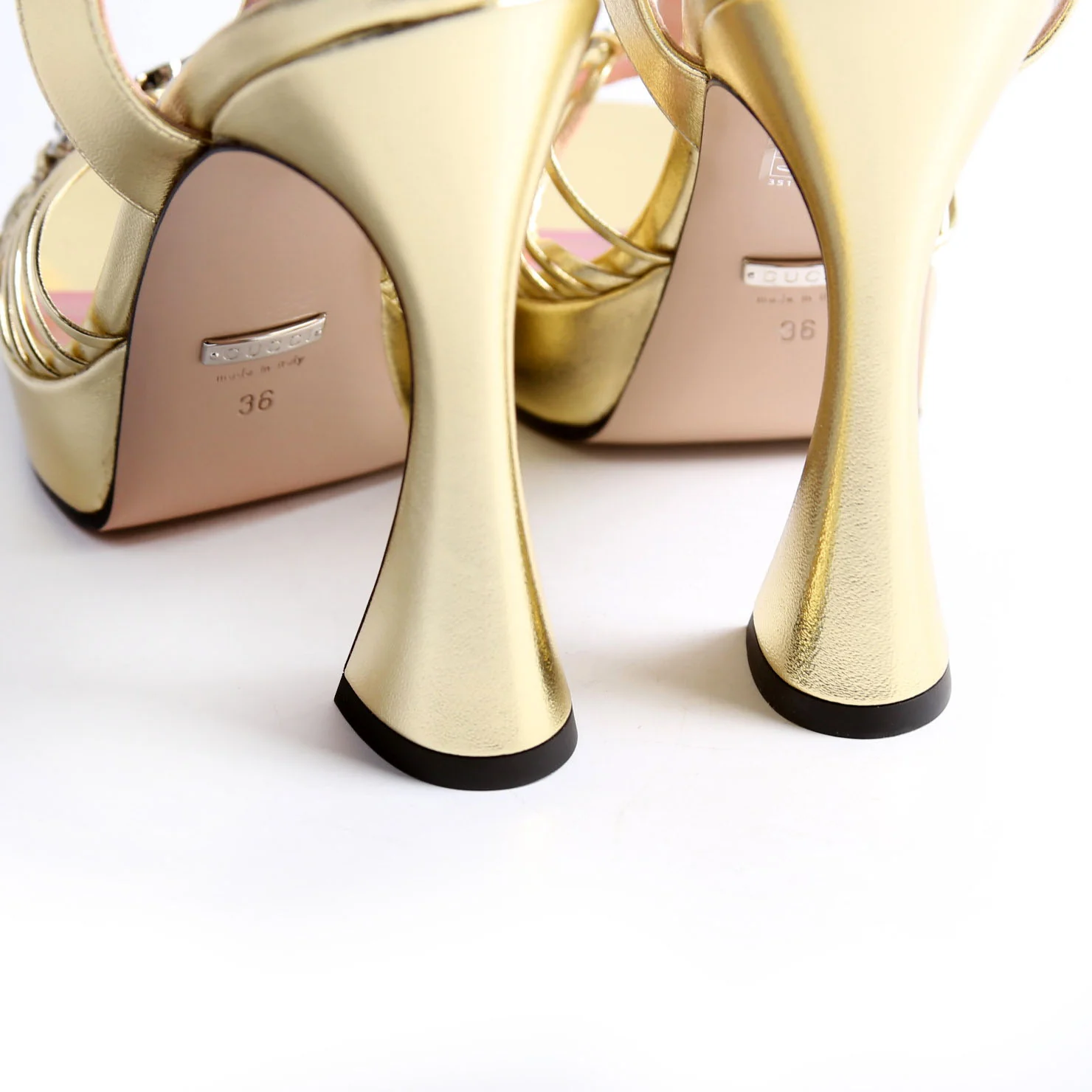 Logo Chain Strappy Platform Sandal Heels - Image 11