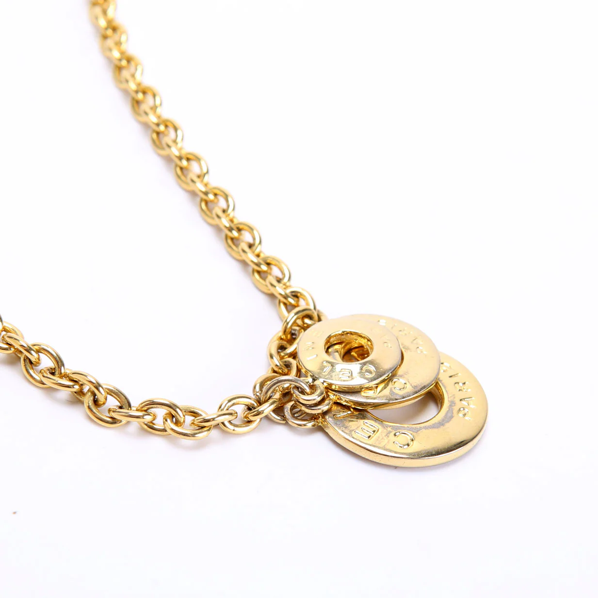 Logo Circle Charm Vintage Necklace Gold - Image 4