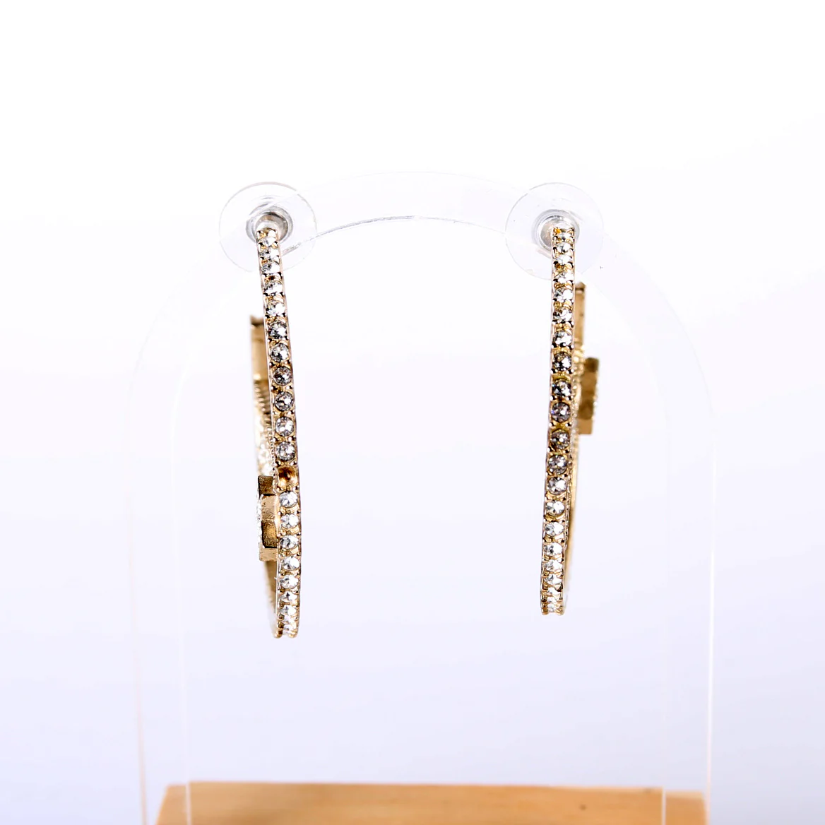 Logo Crystal Star Hoop Earrings Gold - Image 2