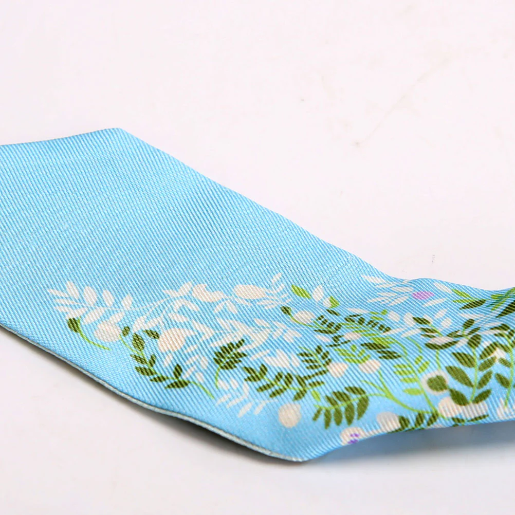 Logo Floral Twilly Silk Scarf Blue - Image 4