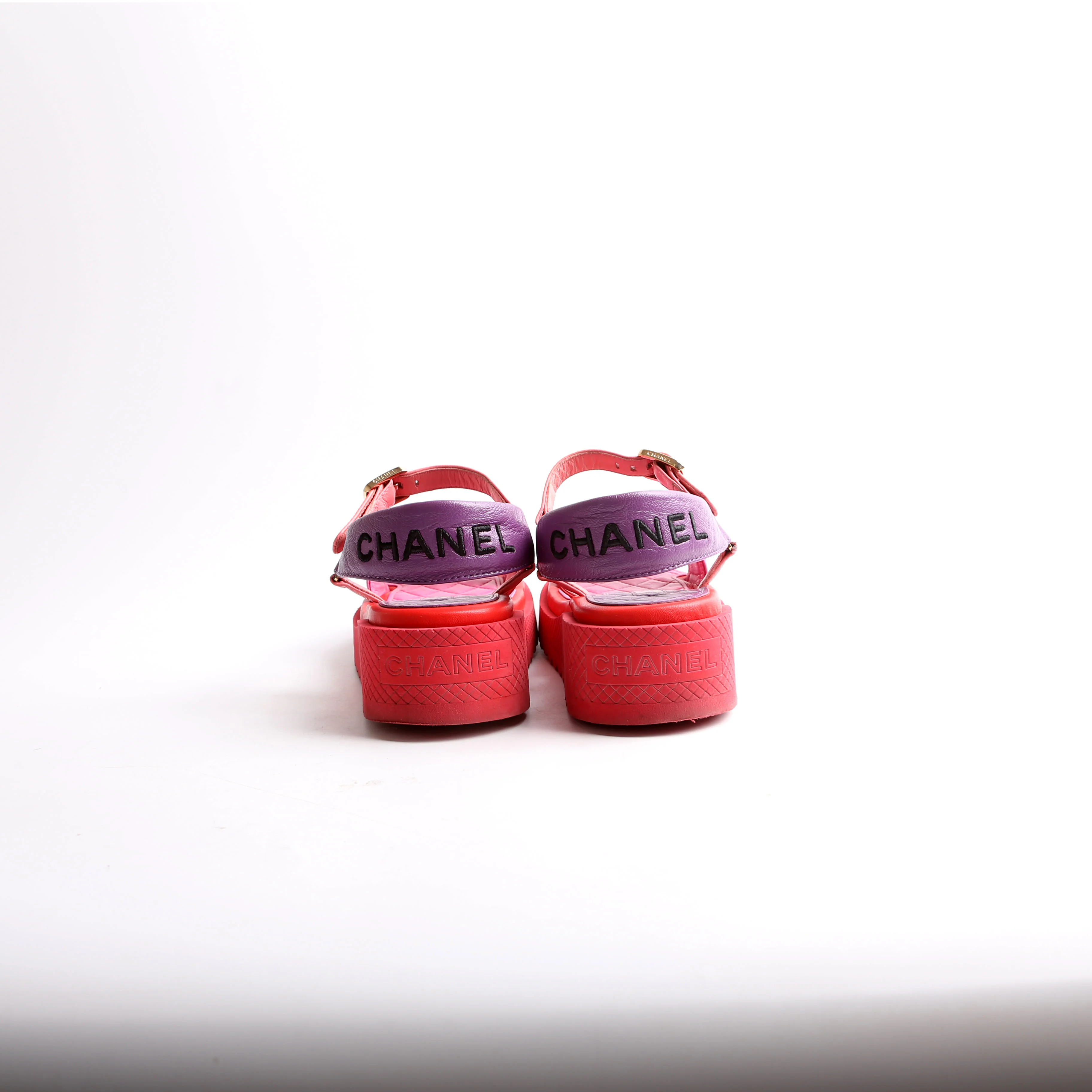 Logo Lambskin Platform Sandals Size 36 - Image 3